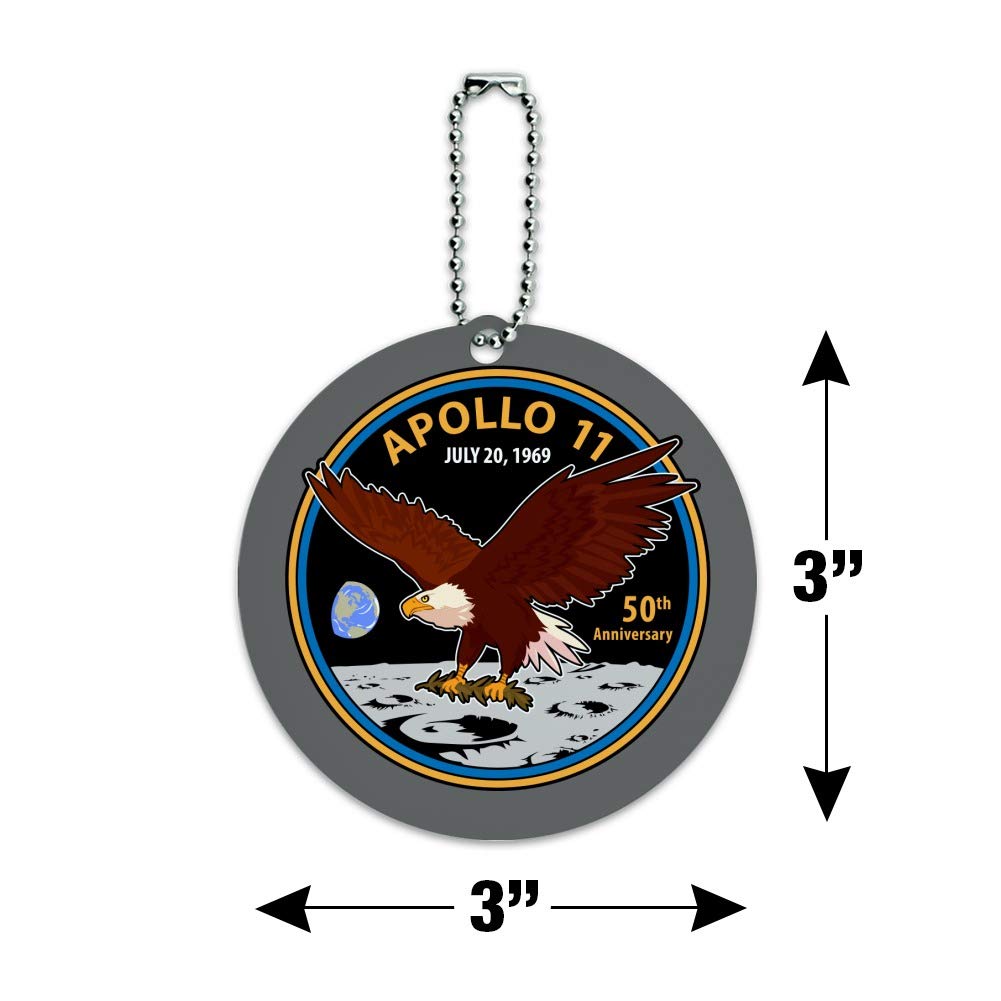 NASA Apollo 11 50th Anniversary Collectible Patch - Round Luggage ID Tag for Travel Bags & Backpacks - Perfect for Space Enthusiasts & Aviation Lovers