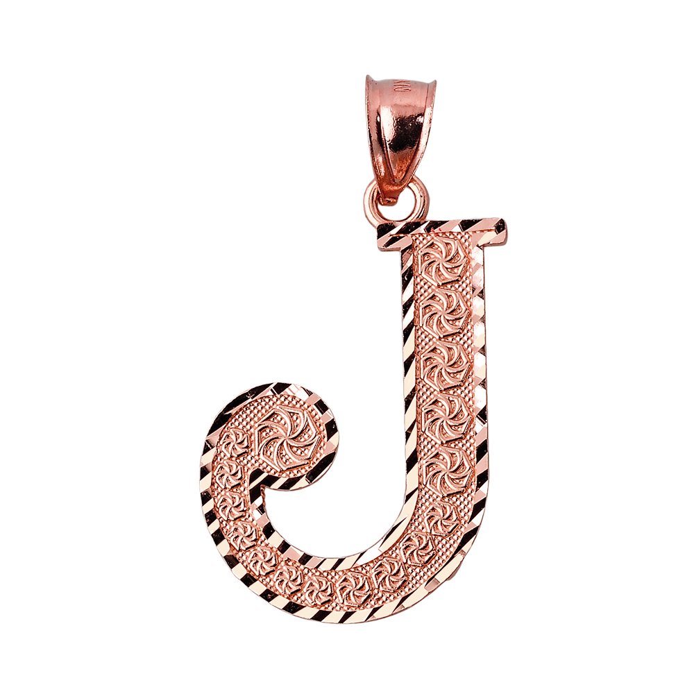 10K Rose Gold Initial Letter J Charm Pendant Necklace - 0.7 Inch Personalized Jewelry Gift for Women - Perfect for Birthdays, Anniversaries & Everyday Elegance
