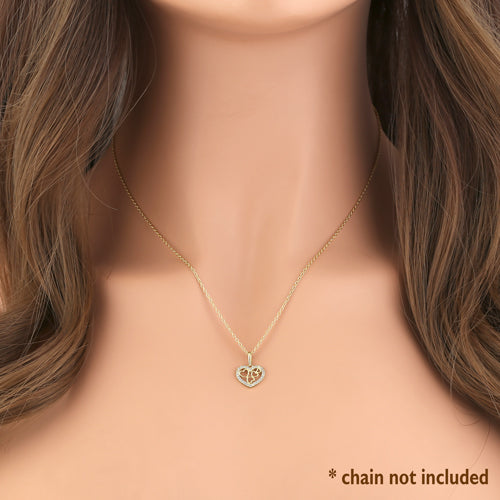14K Solid Yellow Gold Quintuple Clear CZ Heart Pendant Necklace - Elegant Jewelry Gift for Women, Perfect for Valentine's Day, Anniversary & Special Occasions
