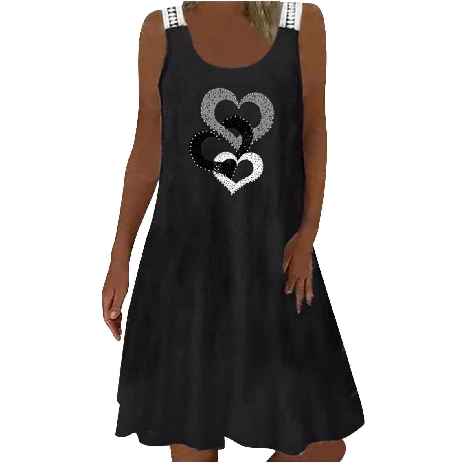 Women's Summer Dresses 2022 - Casual Sexy Round Neck Printed Lace Sleeveless Mini & Maxi Dresses for Beach, Party, Vacation and Daily Wear