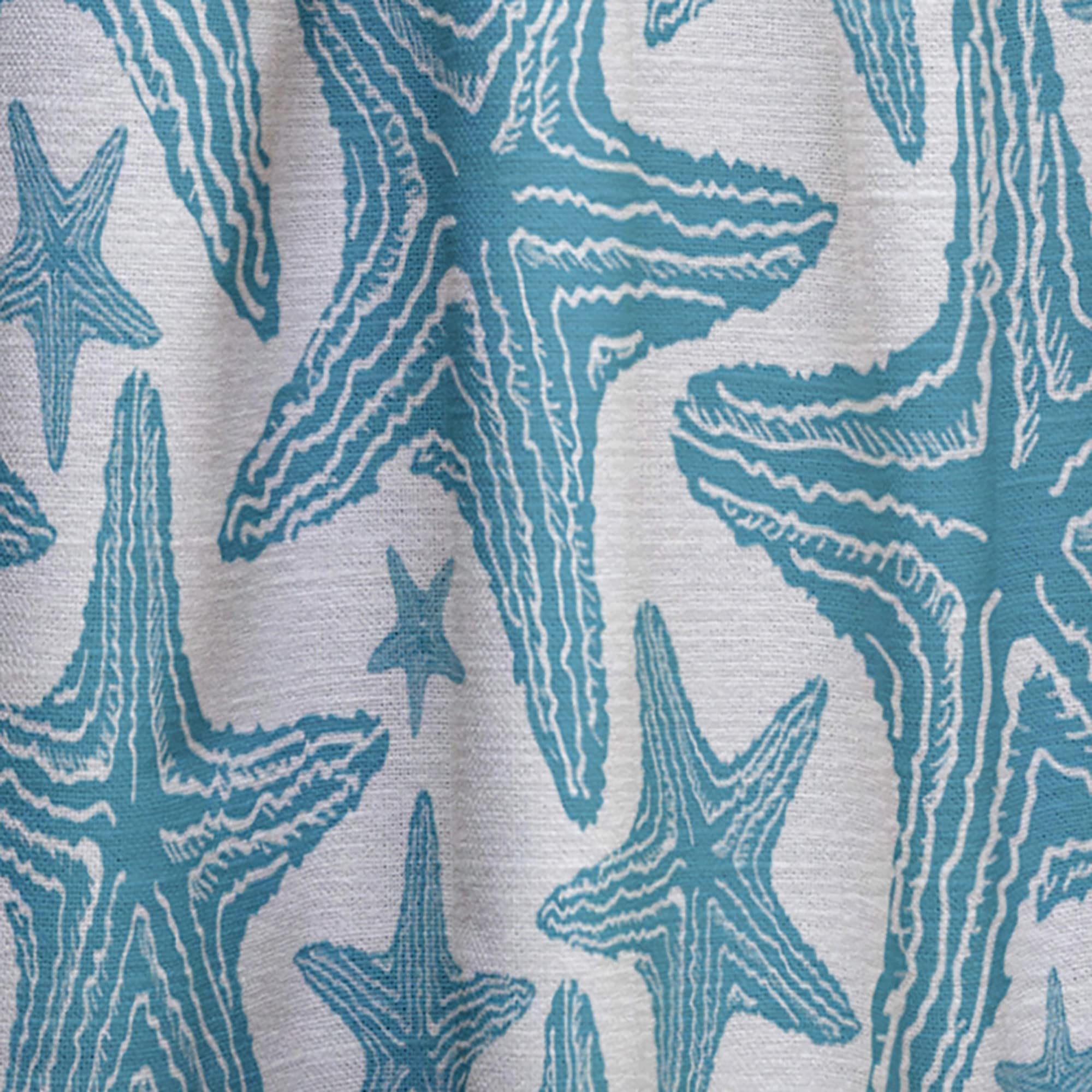 DesignQ Blue Starfish Pattern Thermal Insulated Curtains - Single Panel 52x90 Inches - Elegant Window Treatments for Bedroom & Living Room - Perfect for Coastal Decor, Beach House & Ocean Theme Rooms
