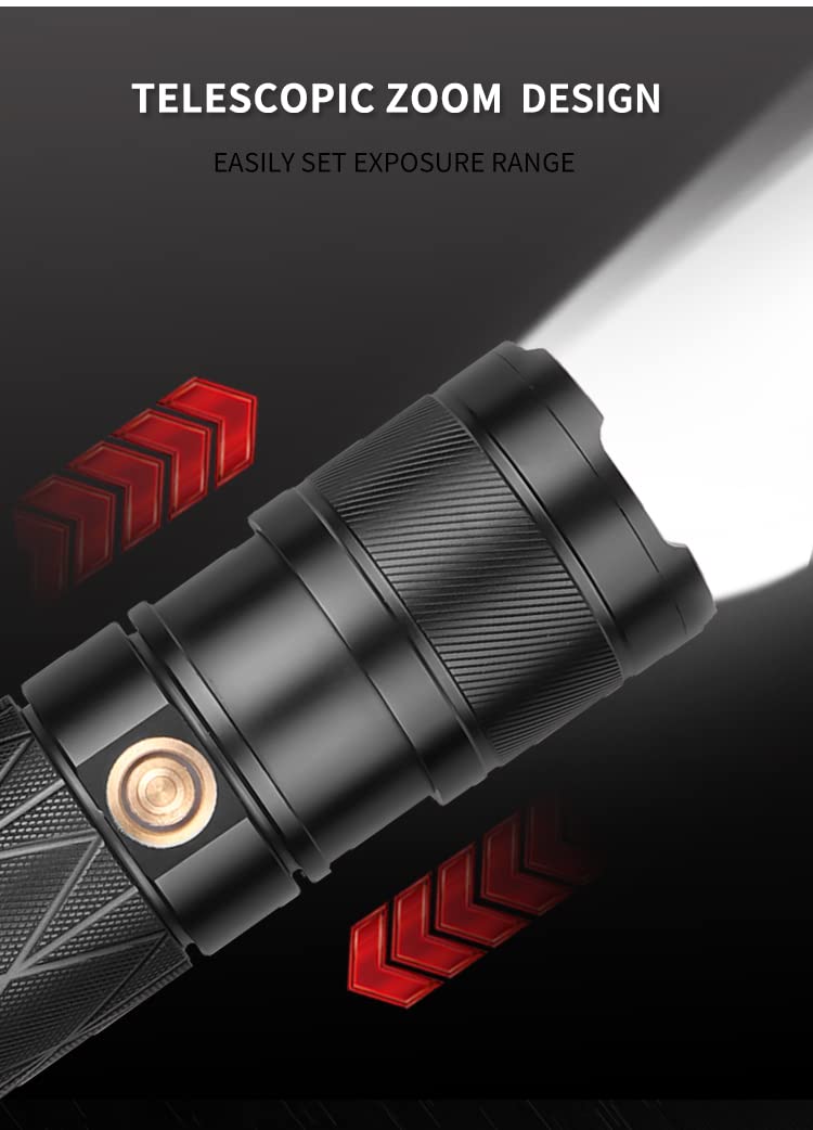 120,000 Lumens Super Bright LED Flashlight - Rechargeable Tactical Flashlight, High Lumens Zoomable Waterproof Flashlight for Camping, Hiking, Emergencies & Outdoor Adventures