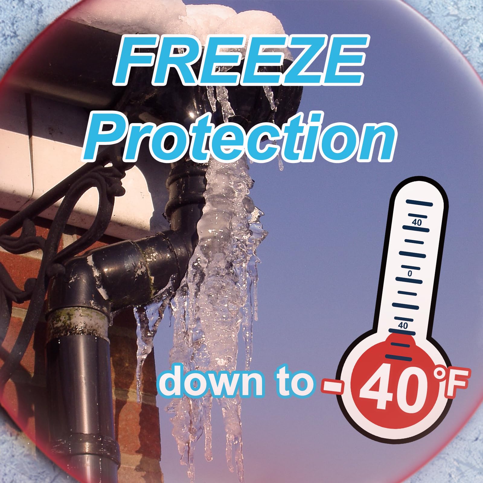 Self-Regulating Heat Tape for Water Pipes 60FT - Digital Display Thermostat, Freeze Protection & Roof Deicing Cable for Metal/Plastic Pipes, RV Water Hose - Ideal for Home, RV & Outdoor Winter Use