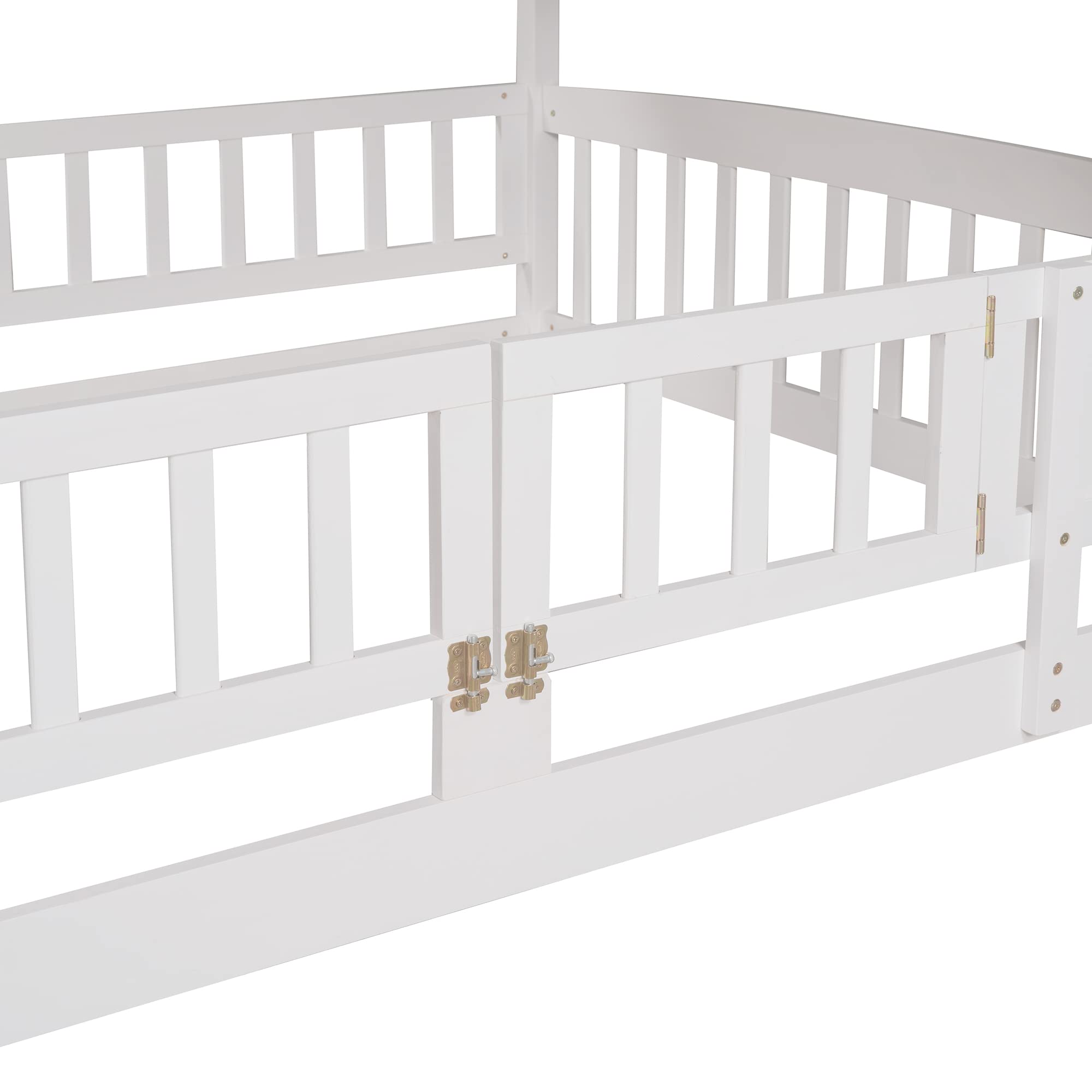 Harper & Bright Designs Full Over Full Low Bunk Beds with Slide, Safety Fence & Ladder - Sturdy Wooden Kids Bunk Bed for Boys & Girls - Perfect for Small Rooms, Shared Kids Bedrooms & Sleepovers - White