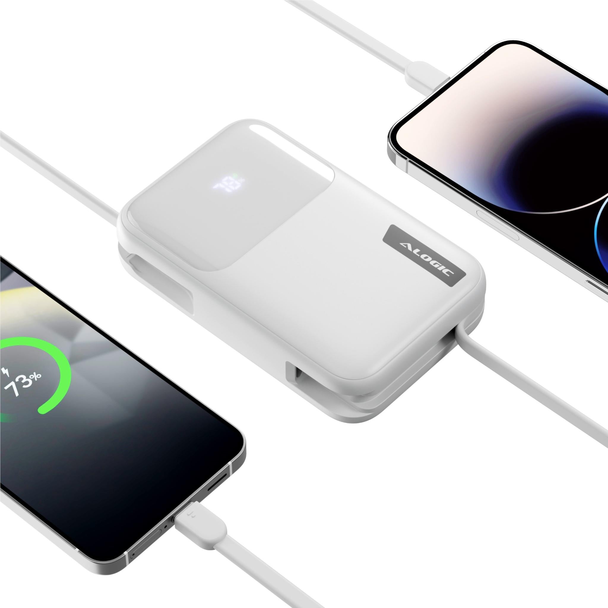 ALOGIC 20K 30W Tandem Power Bank with USB C & Lightning Port - High Capacity Portable Charger for iPhone, Samsung, iPad | Perfect for Travel, Camping & Emergency Backup (White)