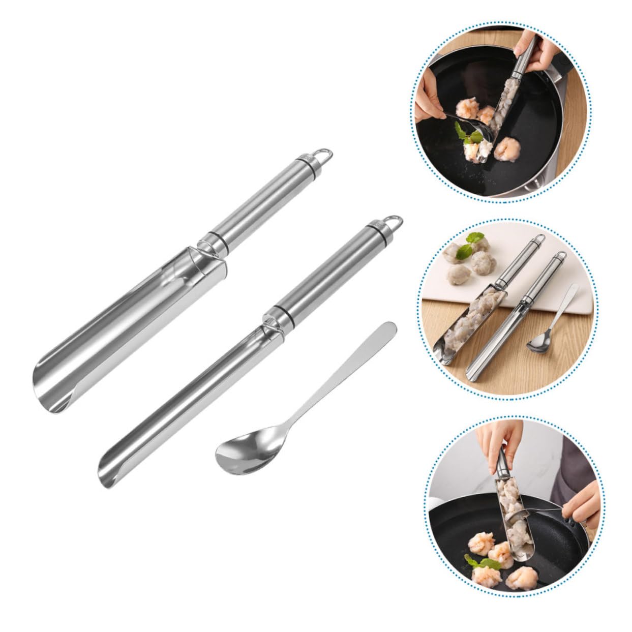 **HOMSFOU Stainless Steel Meatball Maker Kit - DIY Meatball Molds, Cake Maker & Shrimp Ball Shaker - Kitchen Tool for Easy Cooking & Baking (Perfect for Meatballs, Cakes & Seafood Balls)**