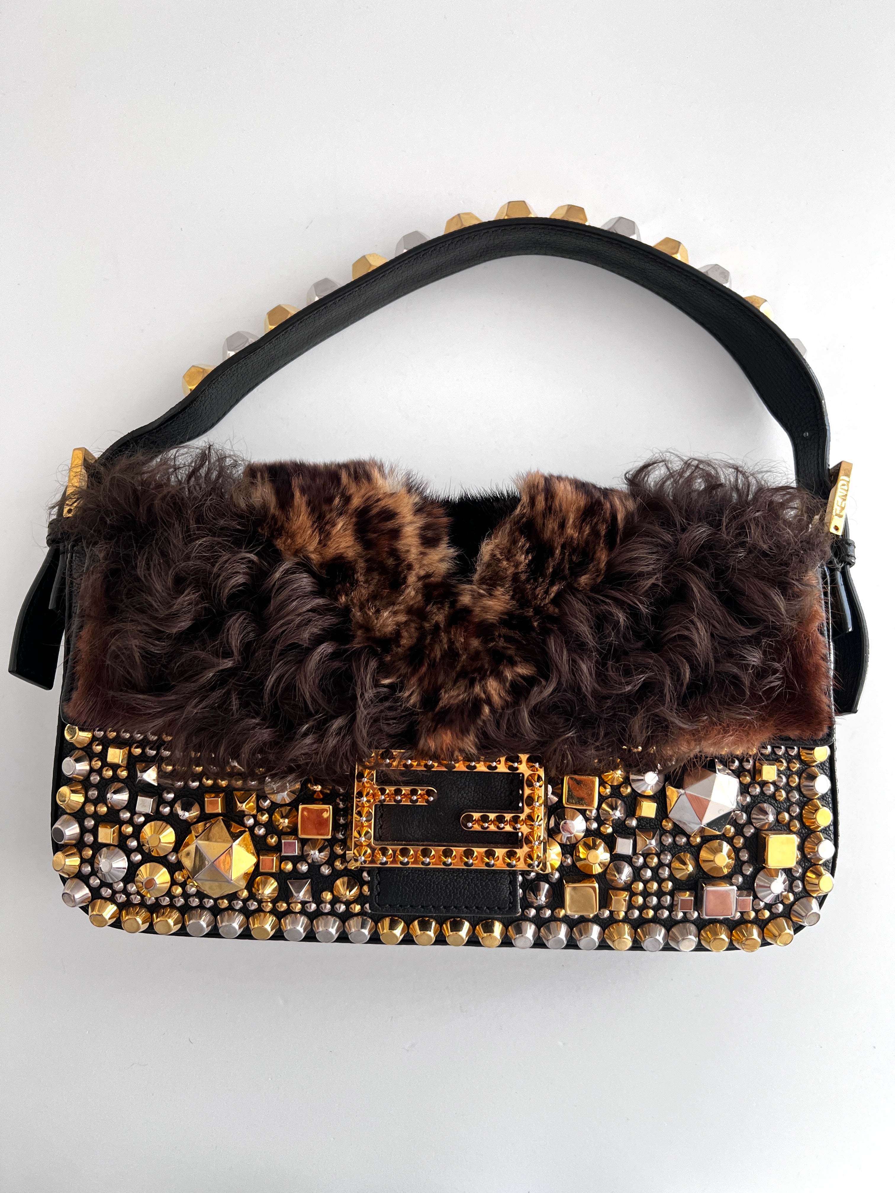 Fendi Byzantine Fur Baguette Bag - Luxury Designer Crossbody Purse for Women | Perfect for Parties, Evening Events & Fashion Accessories