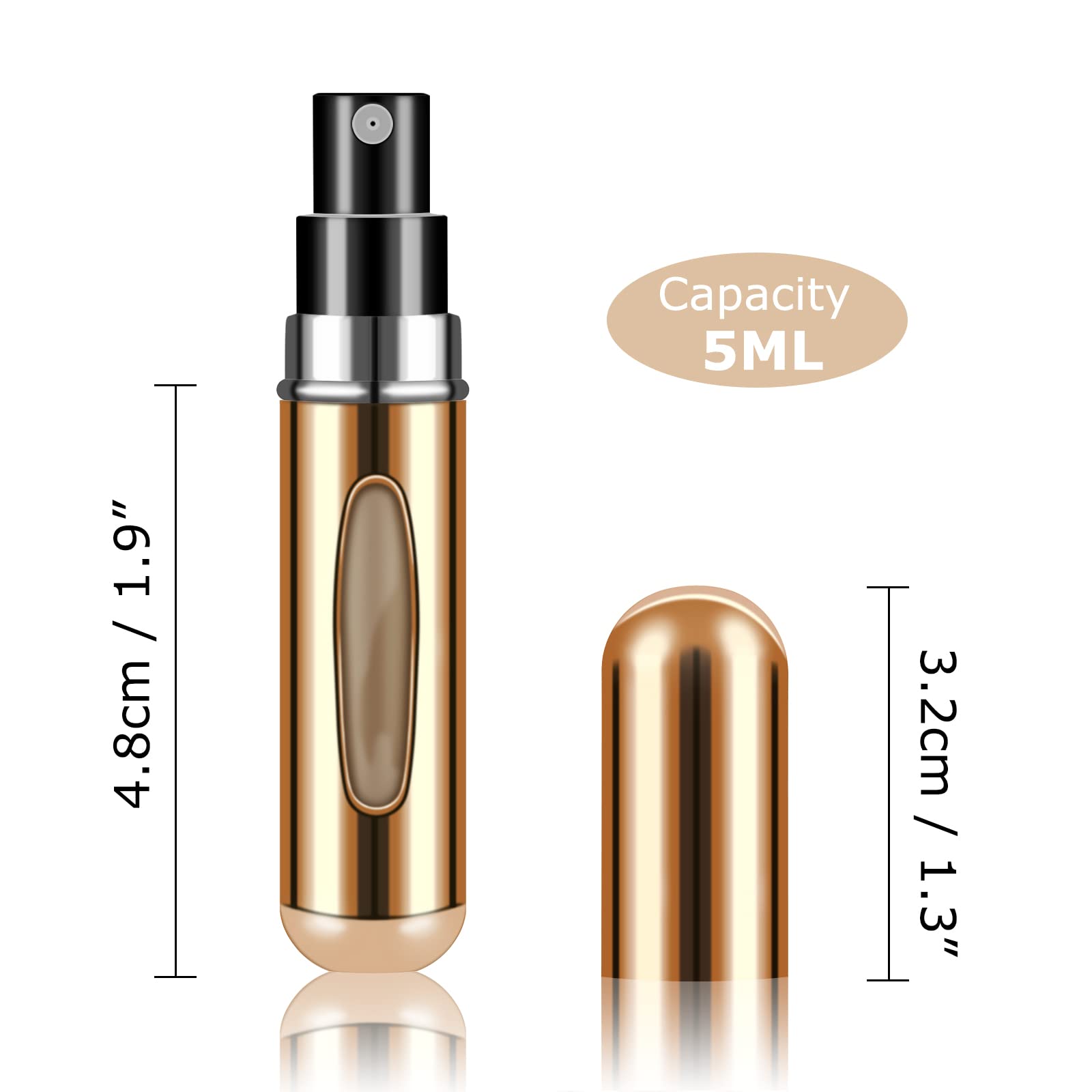 4Pcs Refillable Perfume Atomizer Bottles - Portable 5ml Travel Perfume Spray Bottles for Women & Men, Leak-Proof Mini Perfume Dispensers (Gold) - Perfect for Travel, Gym, Office & Daily Touch-Ups