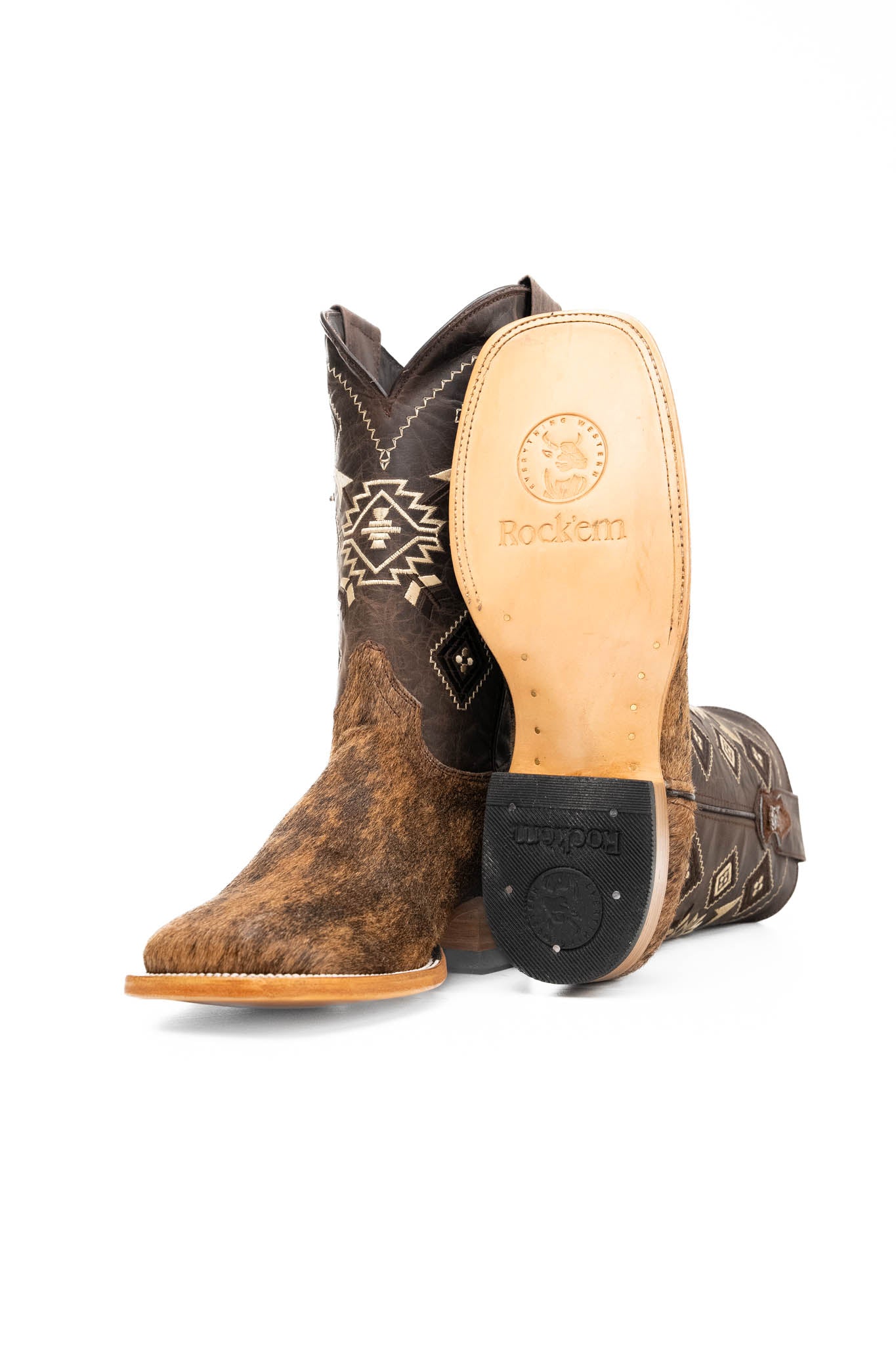 Authentic Men's Cowhide Square Toe Cowboy Boots - Size 9 - Western Style Riding Boots for Country Music Festivals & Rodeo Events