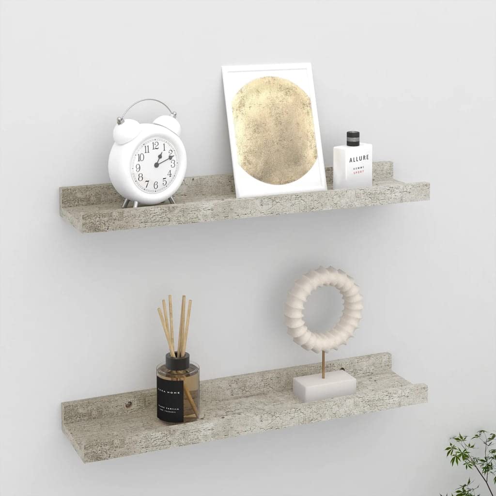 SKM 2 Pack Concrete Gray Wall Shelves - 15.7