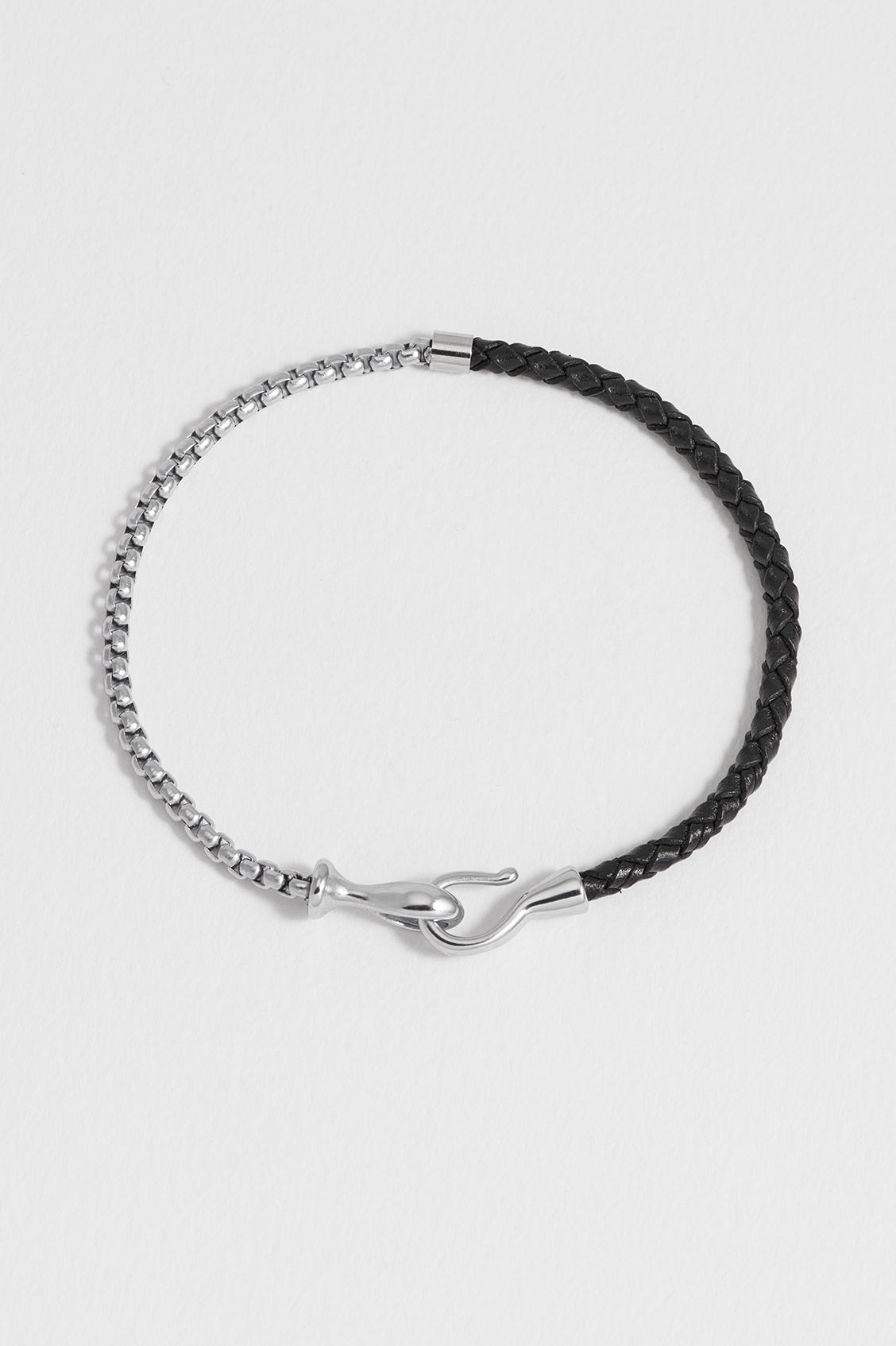 Stylish Men's Black Leather Bracelet with Chain Hook - Perfect for Casual Wear, Gifts & Everyday Fashion Accessories