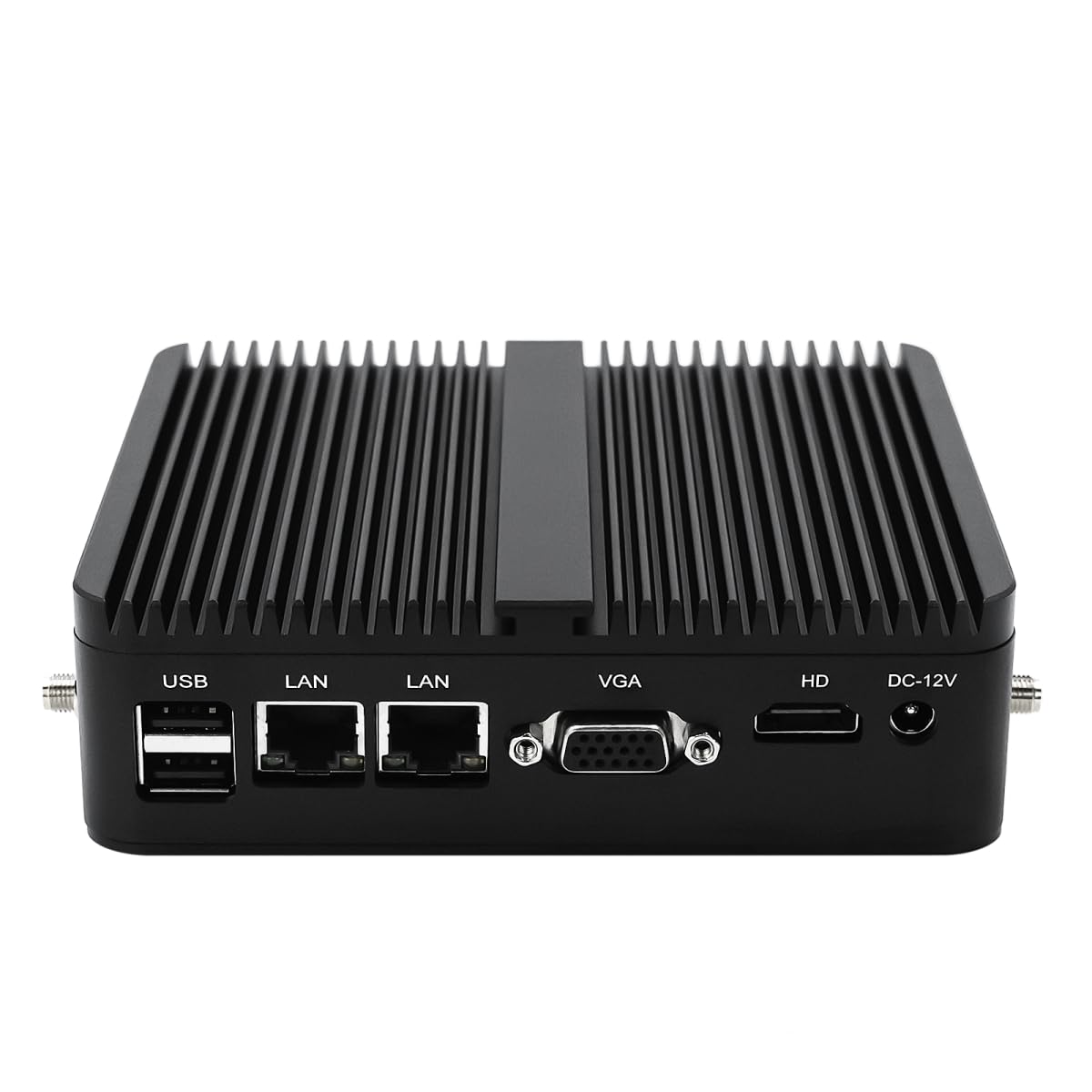Fanless Mini PC with Intel Celeron J4125, 8GB DDR4 RAM, 512GB SSD, Dual LAN, Bluetooth, HD/VGA Ports, Windows 11 Pro - Compact Industrial Computer for Office, Home Theater, Digital Signage & IoT Applications