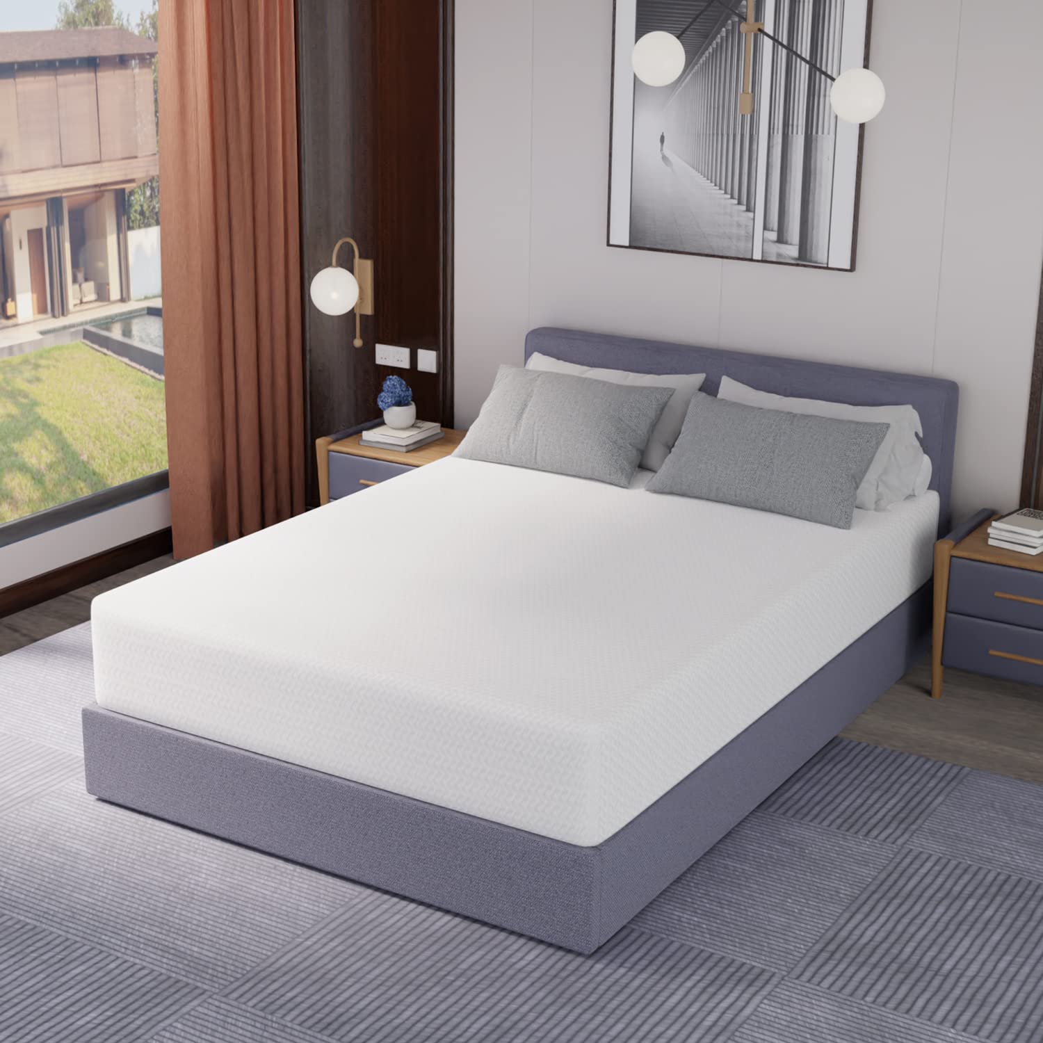 12 Inch Queen Green Tea Memory Foam Mattress - CertiPUR-US Certified, Medium Firm & Breathable for Cool Sleep, Pressure Relief - Perfect for Hot Sleepers & Back Pain Sufferers (Bed-in-a-Box)