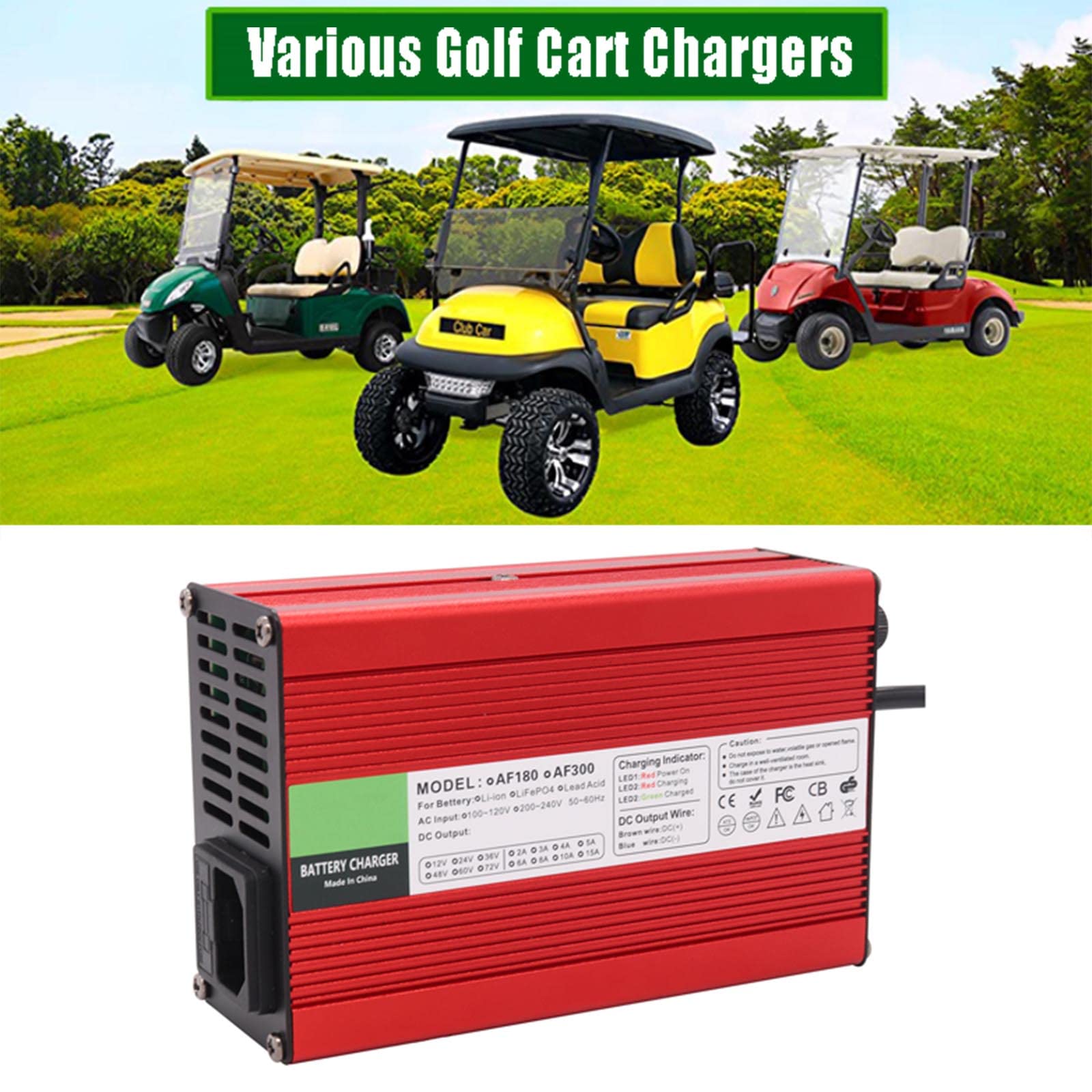 36V 15A Golf Cart Battery Charger with D-Style Plug - Fast Charging Replacement for EZGO, Club Car & Yamaha Carts - Perfect for Home, Course & RV Use