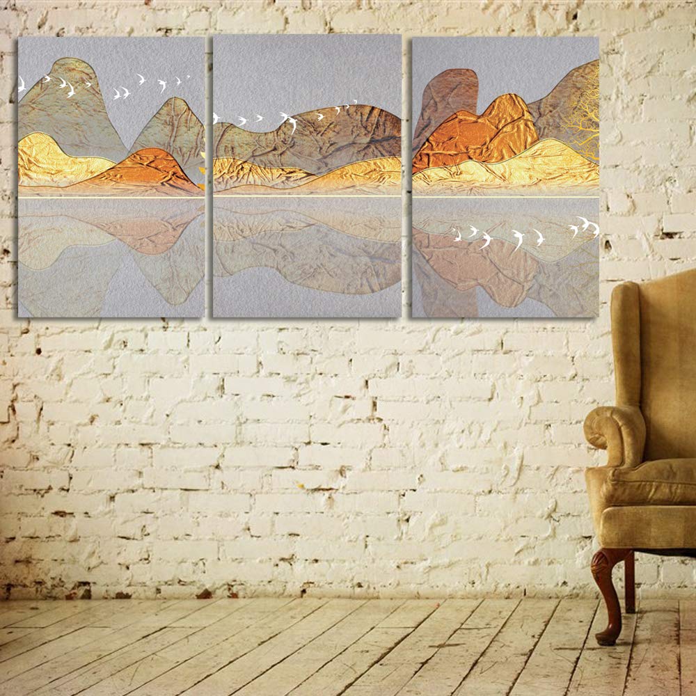 Abstract Chinese Landscape Canvas Wall Art - 3 Panel Framed Prints for Living Room Decor (24