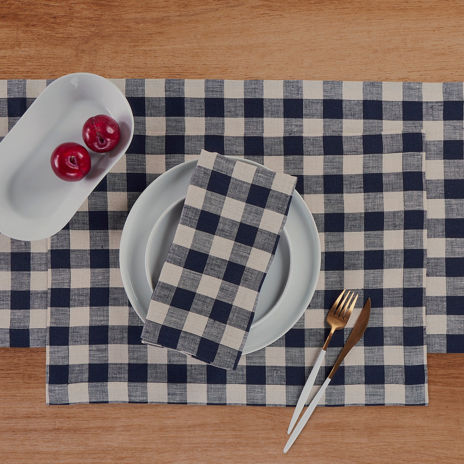 Morgan Check Placemats Set of 4 - Premium Cotton Table Mats for Dining, Kitchen & Holiday Decor - Washable & Durable Place Settings for Everyday Use & Special Occasions