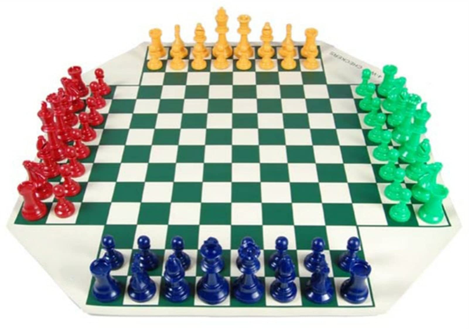 4-Player International Chess Set - 60cm Medieval Chess Board with 68 Pieces (97mm King) - Multiplayer Travel Game for Adults & Kids - Perfect for Family Game Nights, Parties & Strategy Lovers (Red/Yellow/Blue-Green)