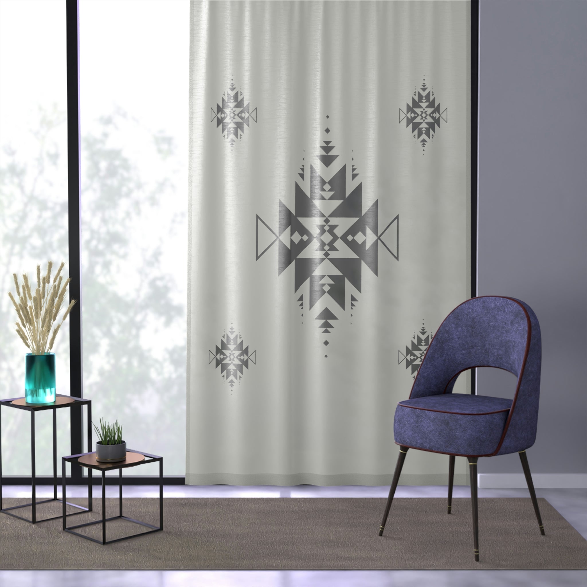 Southwestern Sand Dune Print Sheer Window Curtain - Wrinkle Resistant Polyester Fabric - Single Sided Design for Living Room & Bedroom Decor