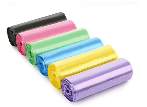 2 Gallon Small Trash Bags - 180 Count (6 Rolls) | Colorful Mini Garbage Bags for Bathroom, Office, Bedroom & Car Waste Disposal