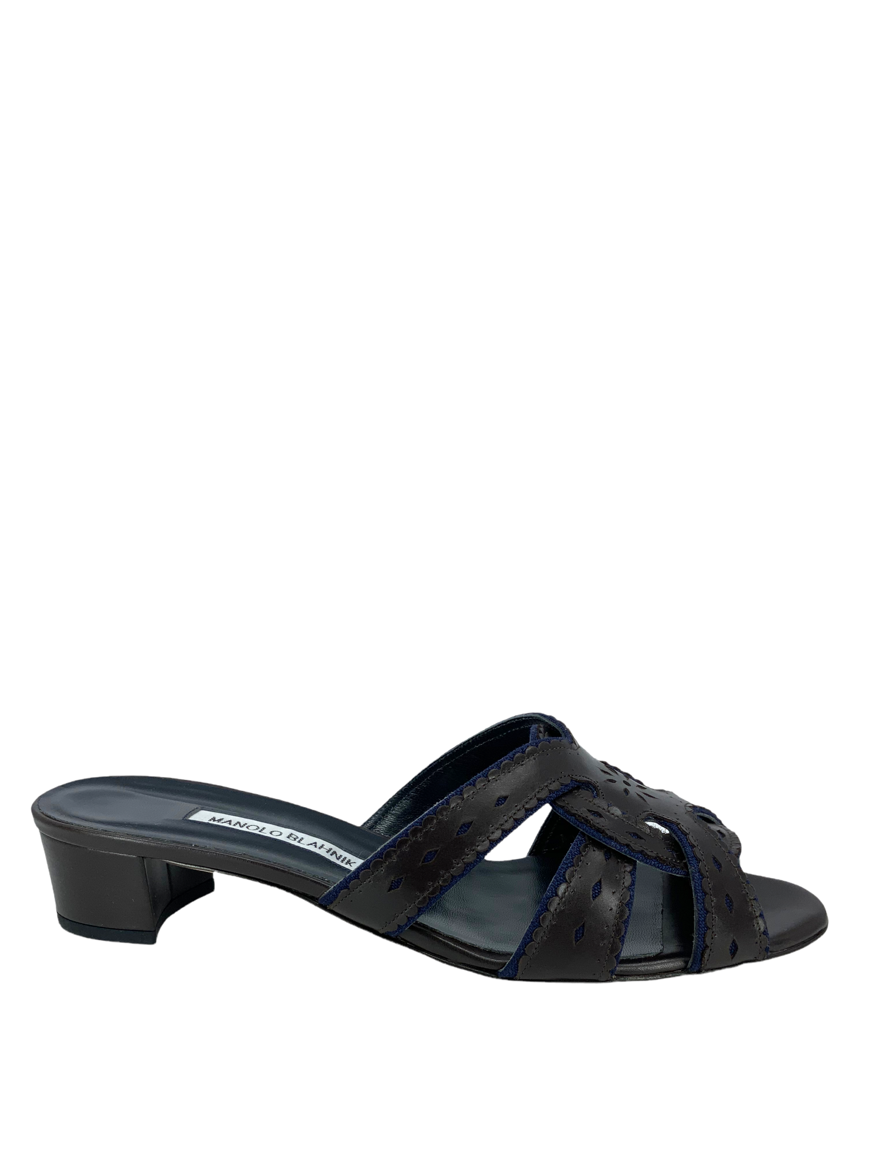 Manolo Blahnik Genuine Leather Mule Sandals for Women - Size 10 US | Comfortable Slide Shoes for Summer, Beach, and Casual Outings