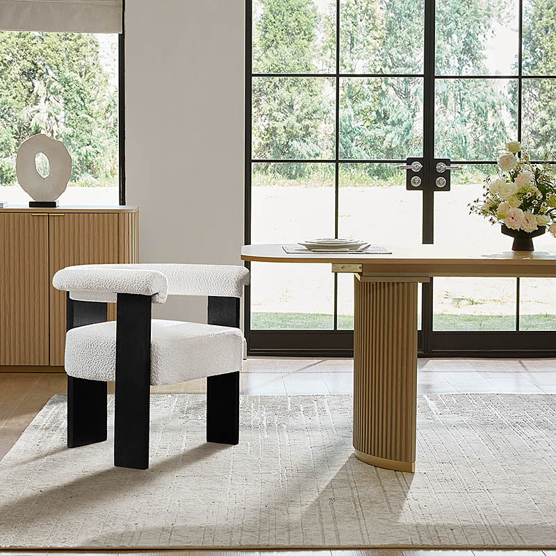 Fedor Boucle Dining Chair - Modern Upholstered Accent Chair for Kitchen, Dining Room, or Office - Soft Velvet Fabric & Sturdy Metal Legs - Elegant Home Decor & Comfortable Seating Solution