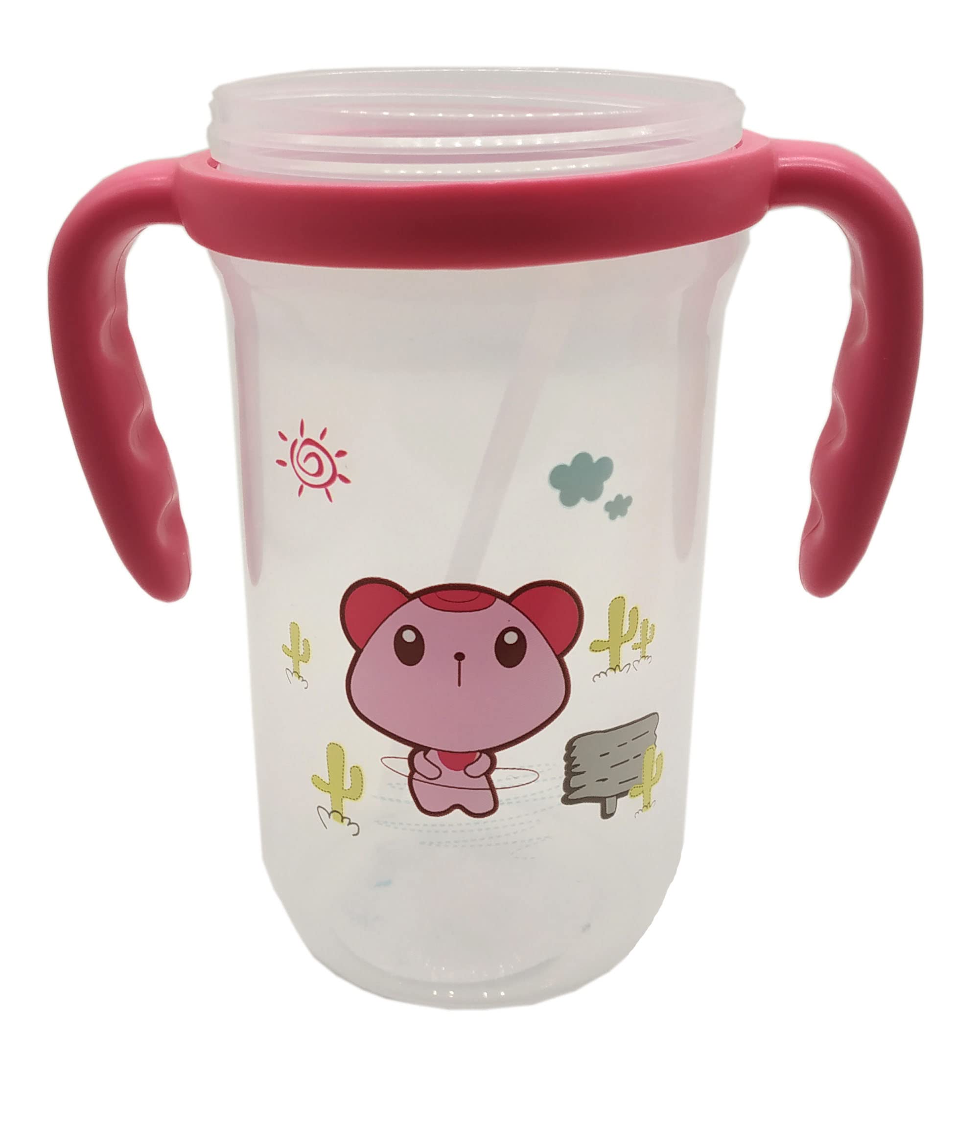 **Leakproof Baby Sipper Bottle with Straw - BPA Free, Durable Twin Handle Non-Toxic Water Bottle for Kids | Cartoon Design for Boys & Girls | Ideal for School, Travel & Outdoor Activities**