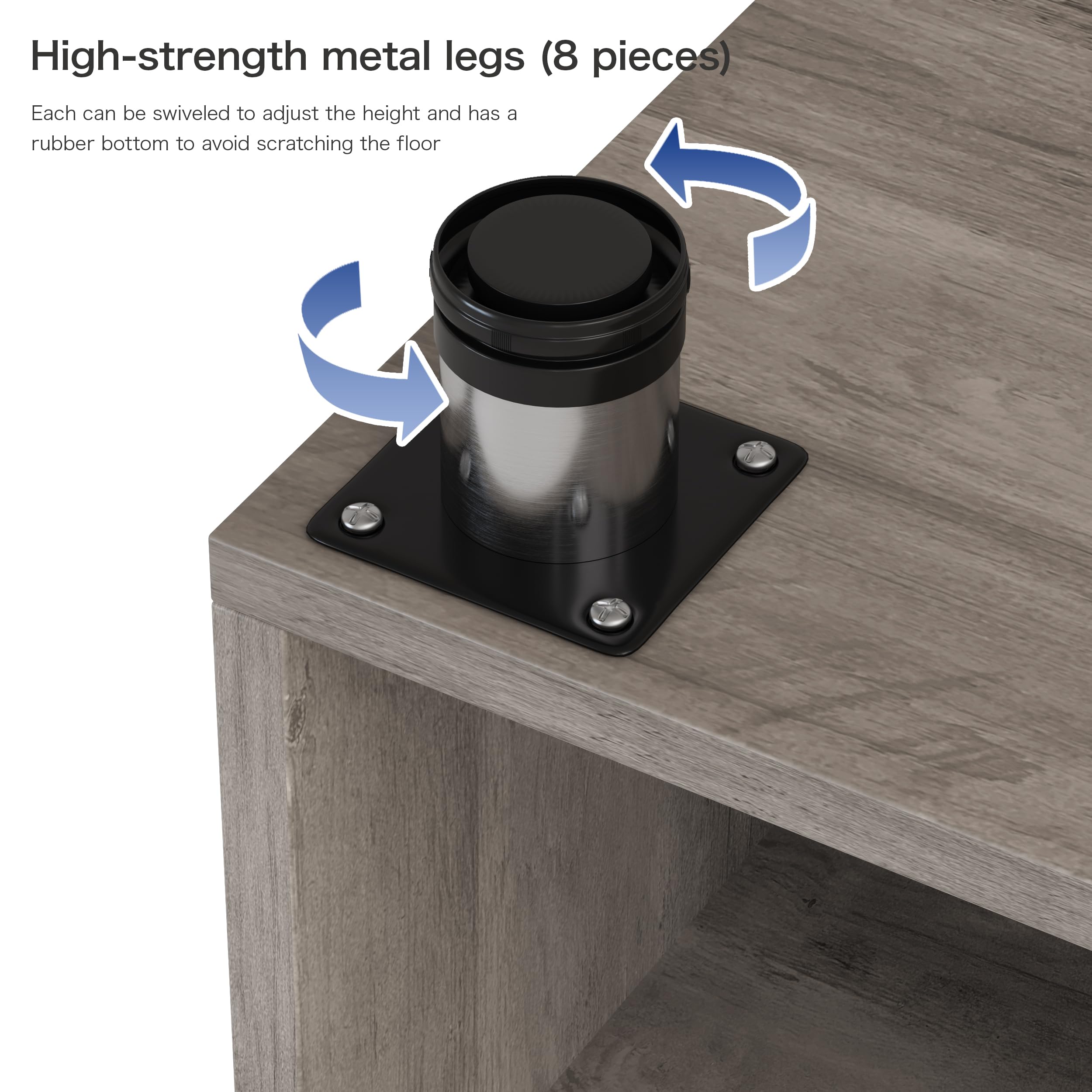 Maupvit Shoe Storage Bench with Flip Drawer Shoe Cabinet - 8 Height Adjustable Metal Feet, Entryway Bench with Removable Seat Cushion - Shoe Organizer for Hallway, Living Room & Bedroom - Washed Gray Modern Entry Furniture