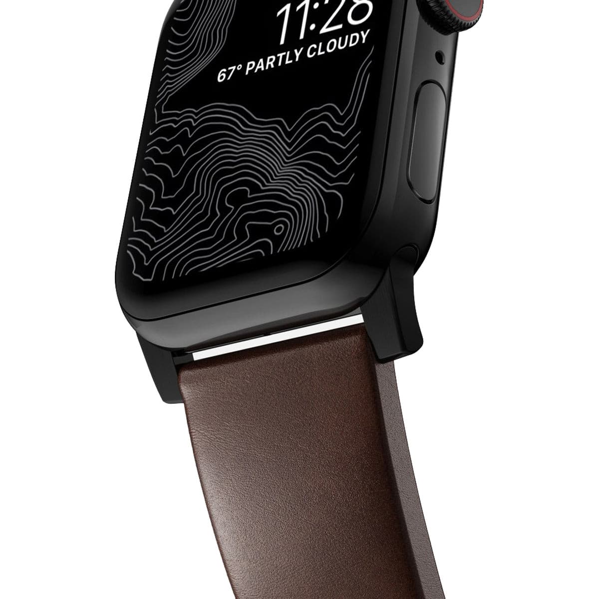 Nomad Modern Leather Band for Apple Watch 40mm / 41mm - Rustic Brown Horween Leather with Black Hardware | Durable & Comfortable Watch Strap for Work, Travel & Everyday Wear