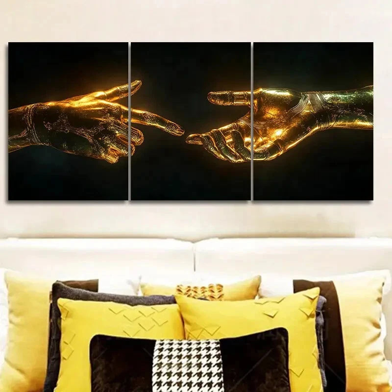 3Pcs Mechanical Hand Design Metal Wall Art - Ready to Hang Industrial Decor for Living Room, Bedroom & Office