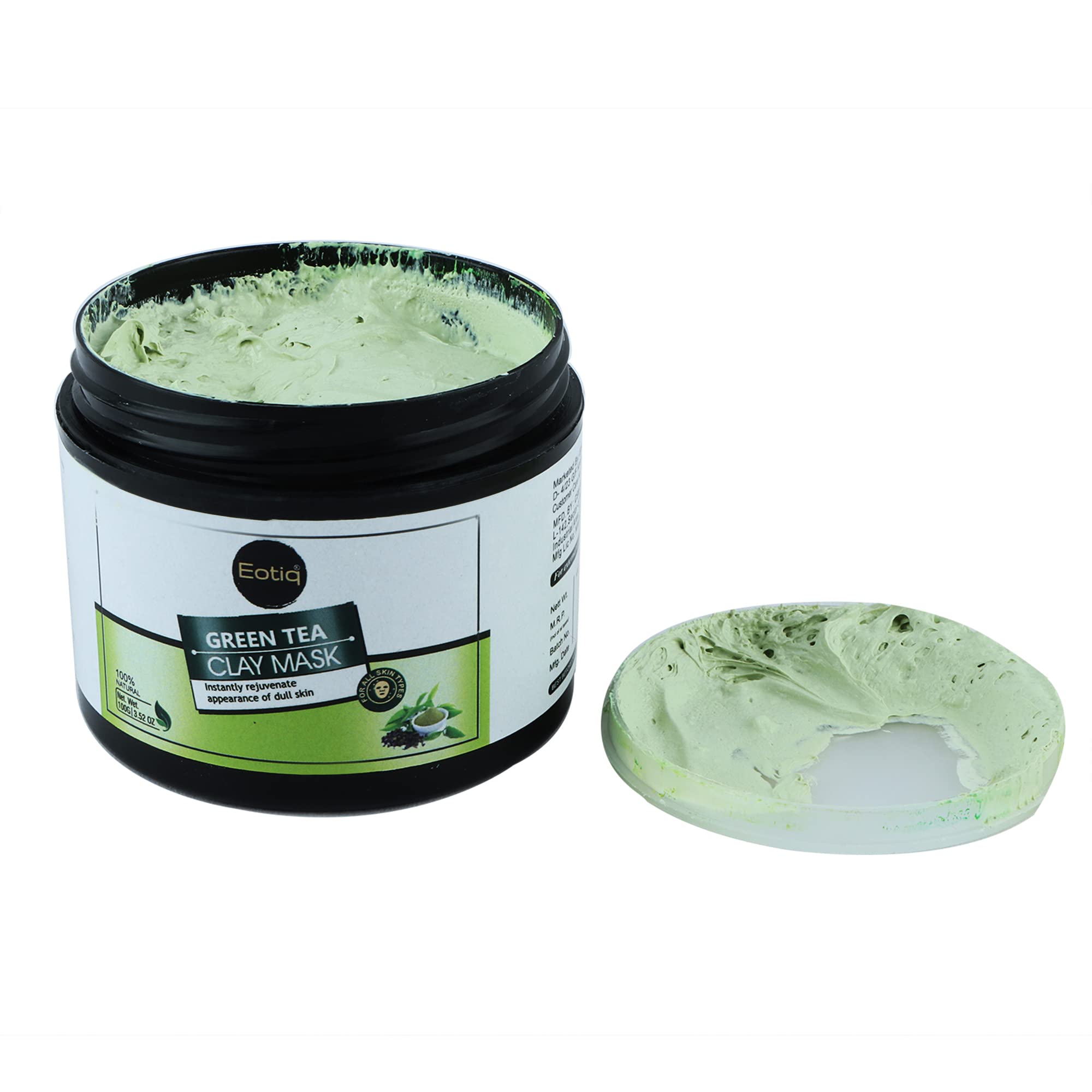 Eotiq Green Tea Clay Mask - Deep Cleansing Blackhead Remover, Pore Minimizer & Acne Treatment for Wrinkles & Blackheads (100g) | Detoxifying Facial Mask for Oily & Combination Skin | Spa Day & Self-Care Essential