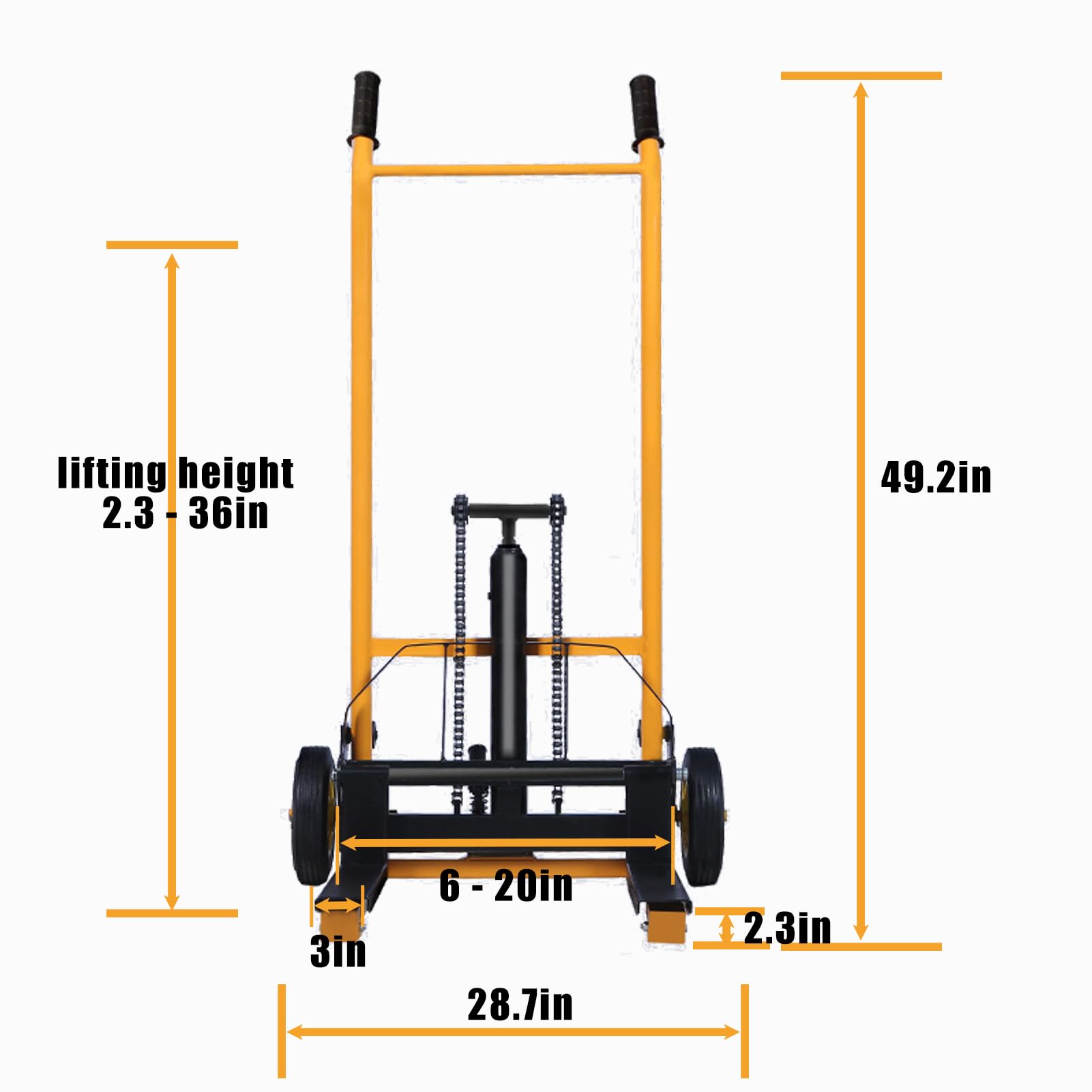 Hydraulic Manual Forklift Stacker - Adjustable Forks & Fixed Legs Hand Truck Lift, 440Lbs Capacity with Foot Pedal (2.3-36