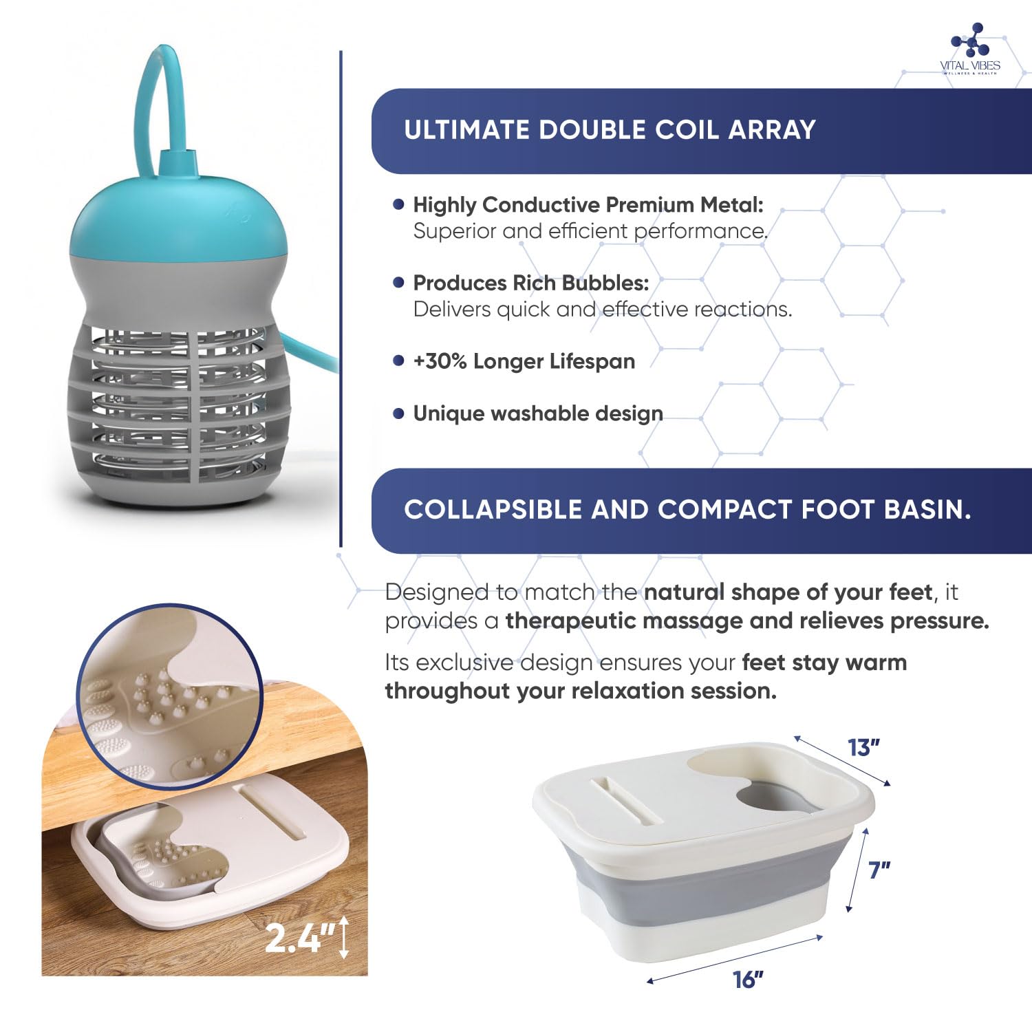 Ultimate Ionic Foot Bath Detox Machine - Spa Foot Detox with Touch Display, Includes Epsom Salt & Towel - Collapsible Soaking Tub with Ion Wristband & Tub Liners - Perfect for Home Spa, Relaxation, and Foot Care Therapy