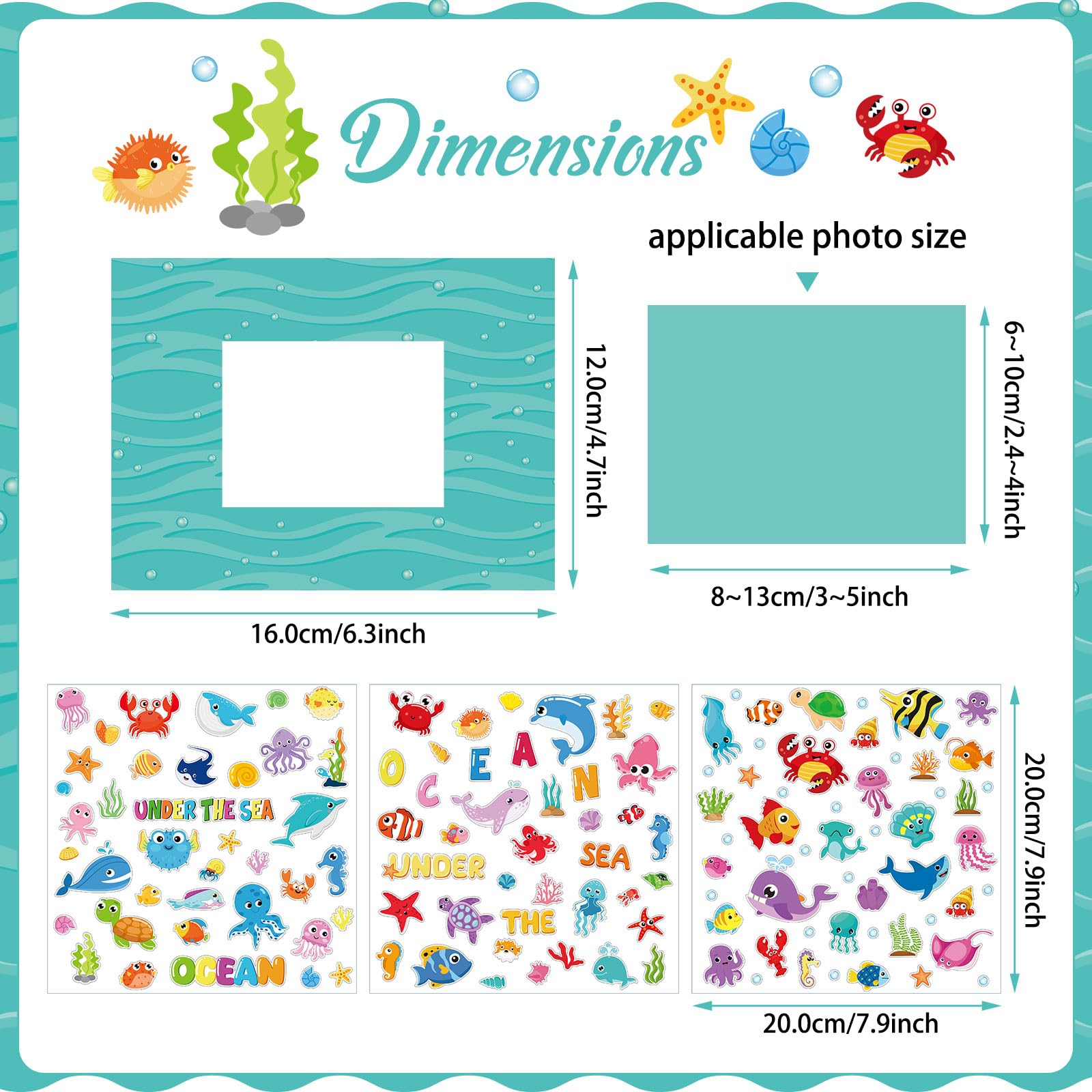 24 Pack Summer Back to School Craft Kit - Hawaiian DIY Picture Frame with Sea Animal Stickers for Kids, Classroom & Aloha Beach Party Supplies | Perfect for School Projects, Pool Parties & Summer Crafts