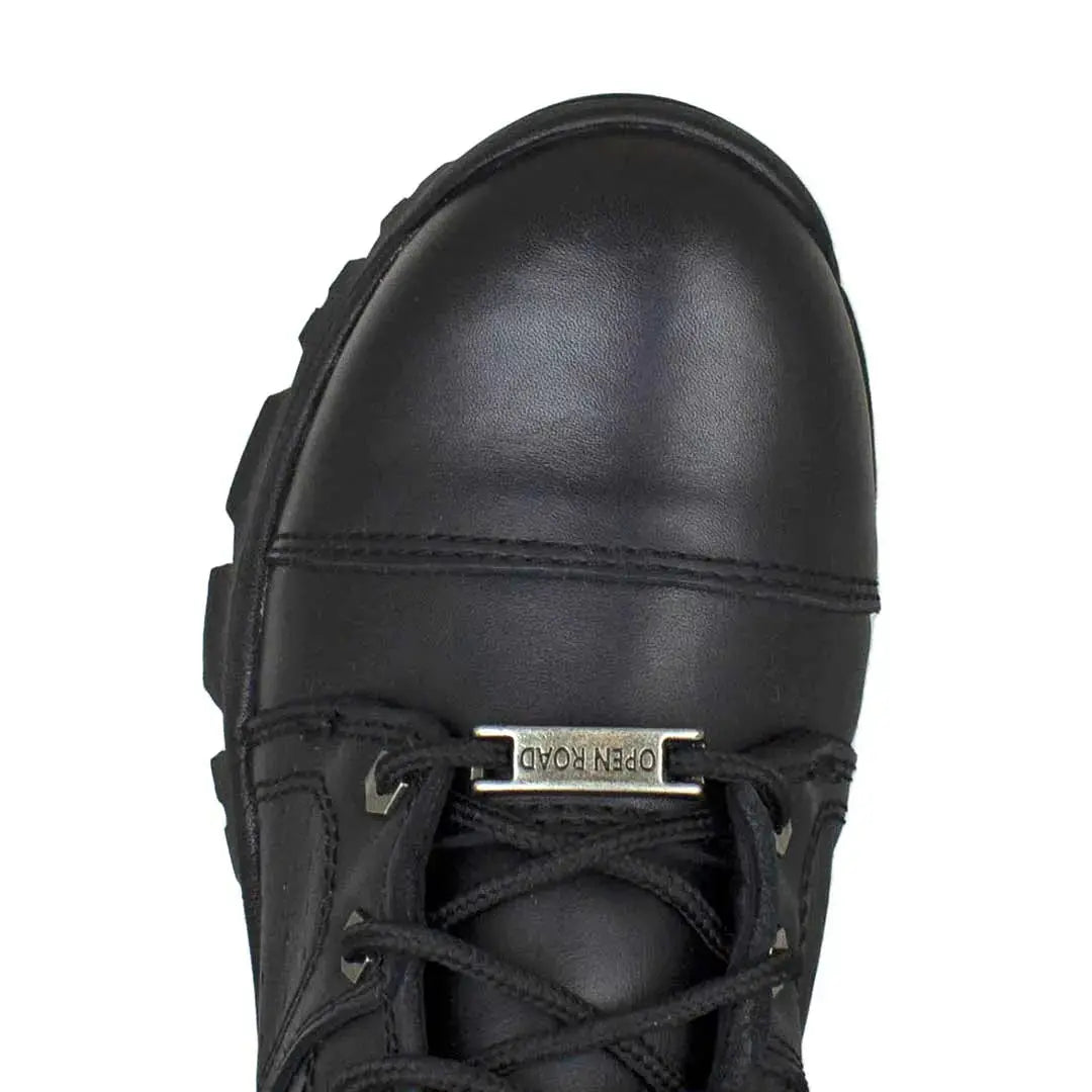 Open Road Women's SWAT Motorcycle Boots - Black Leather Riding Boots for Harley & Cruiser Bikes - Perfect for Long Rides & Motorcycle Events