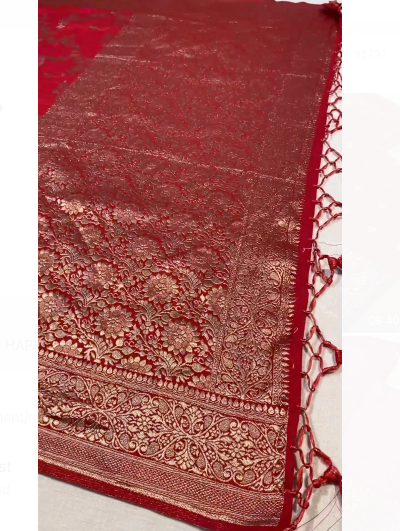 Exquisite Red Benarasi Zari Silk Saree for Weddings & Special Occasions - Premium Quality, Next Day Delivery in UK | Perfect for Bridal Wear, Festivals & Cultural Events