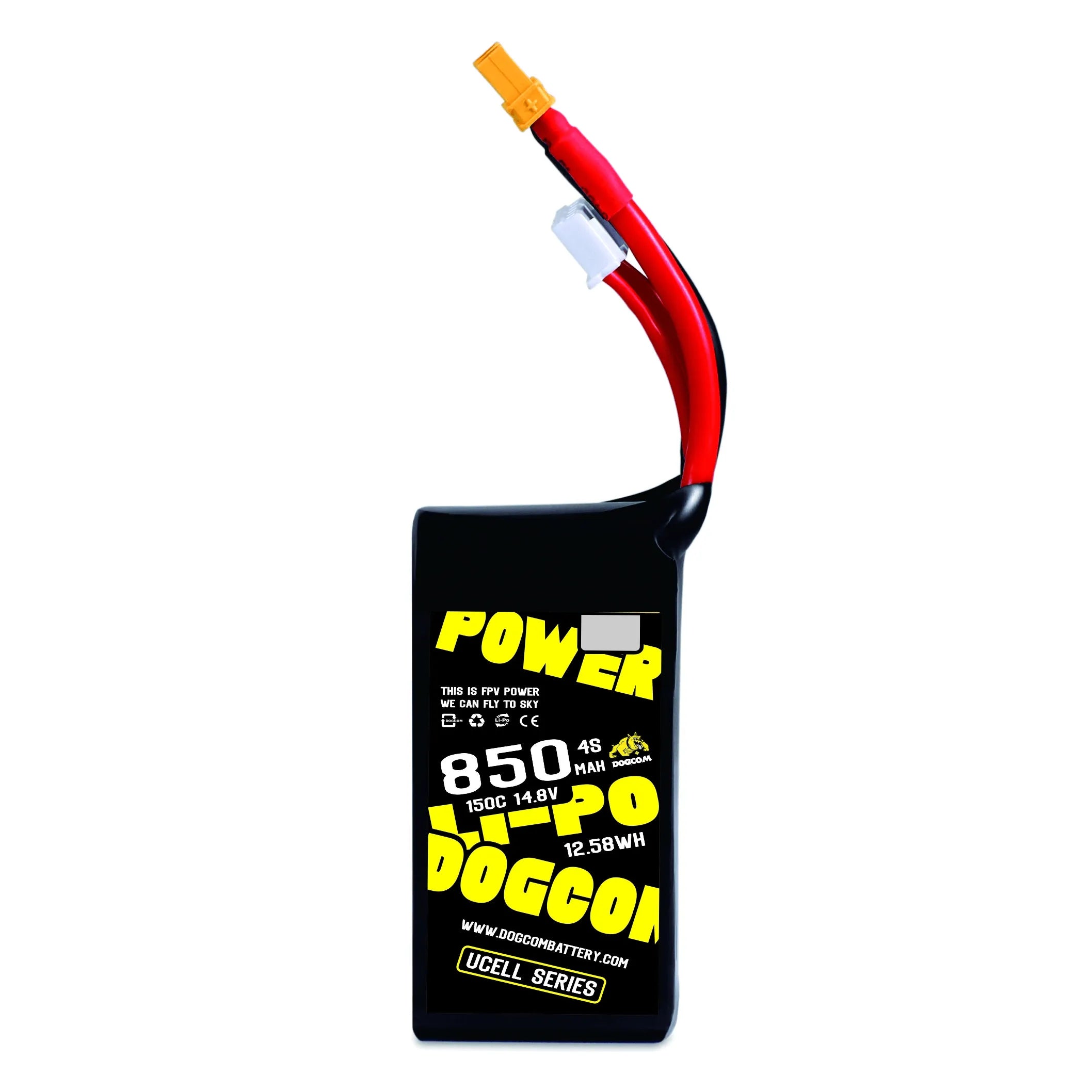 DOGCOM 850mAh 150C 14.8V 4S LiPo Battery with XT30 Plug - High Performance RC Drone Battery for FPV Racing, Quadcopters, and RC Cars