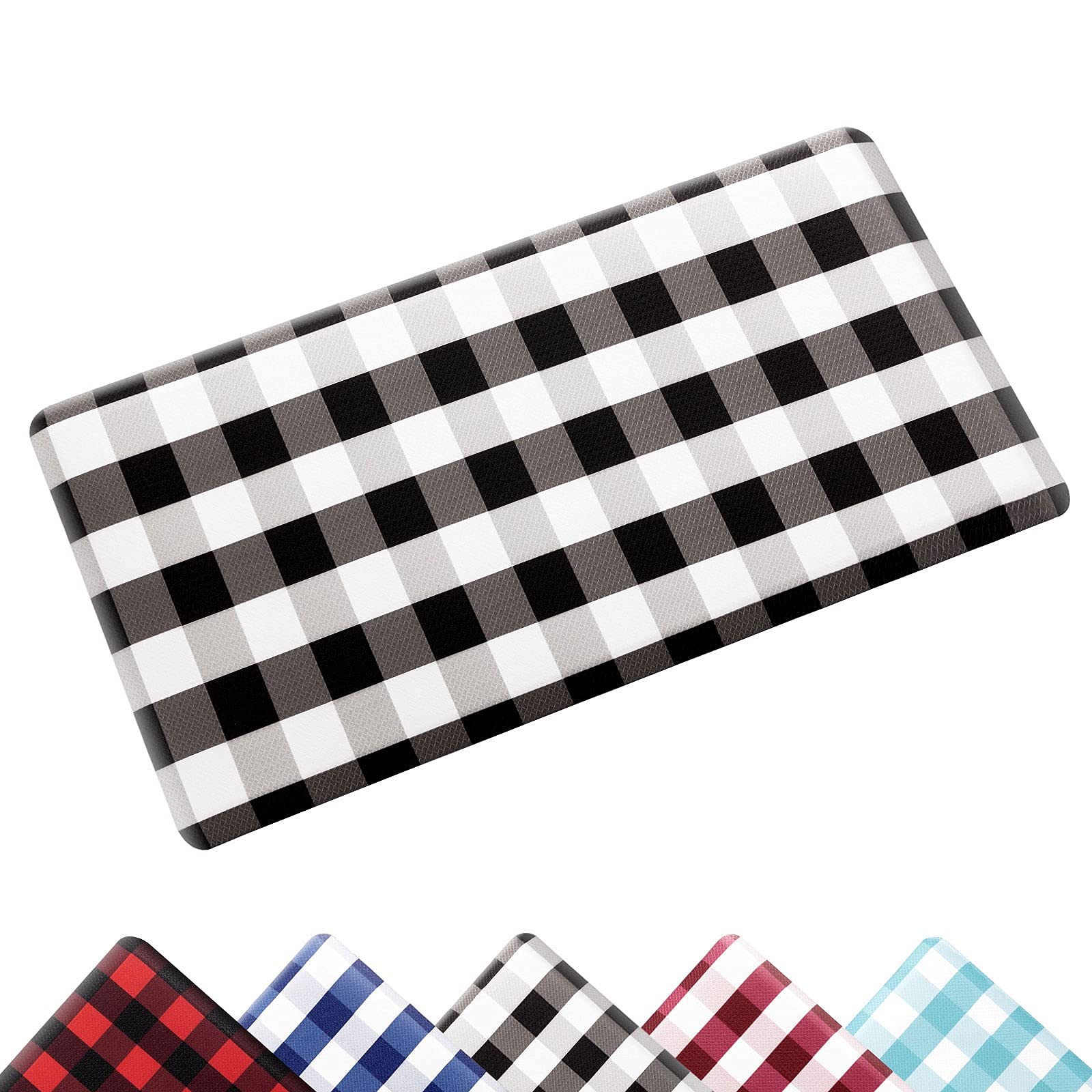 Buffalo Plaid Kitchen Mat - Cushioned Anti-Fatigue Floor Mat, Waterproof & Non-Slip Foam Rug for Home, Office, Laundry - Ergonomic Standing Mat (17.3