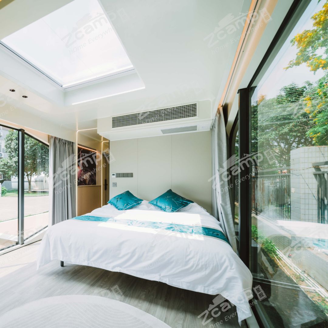 Zcamp P7 Modern Prefab House with Balcony - Prefabricated Tiny Home for Backyard, Vacation & Off-Grid Living - Easy Assembly Cabin for Camping, Guest House or Airbnb Rental