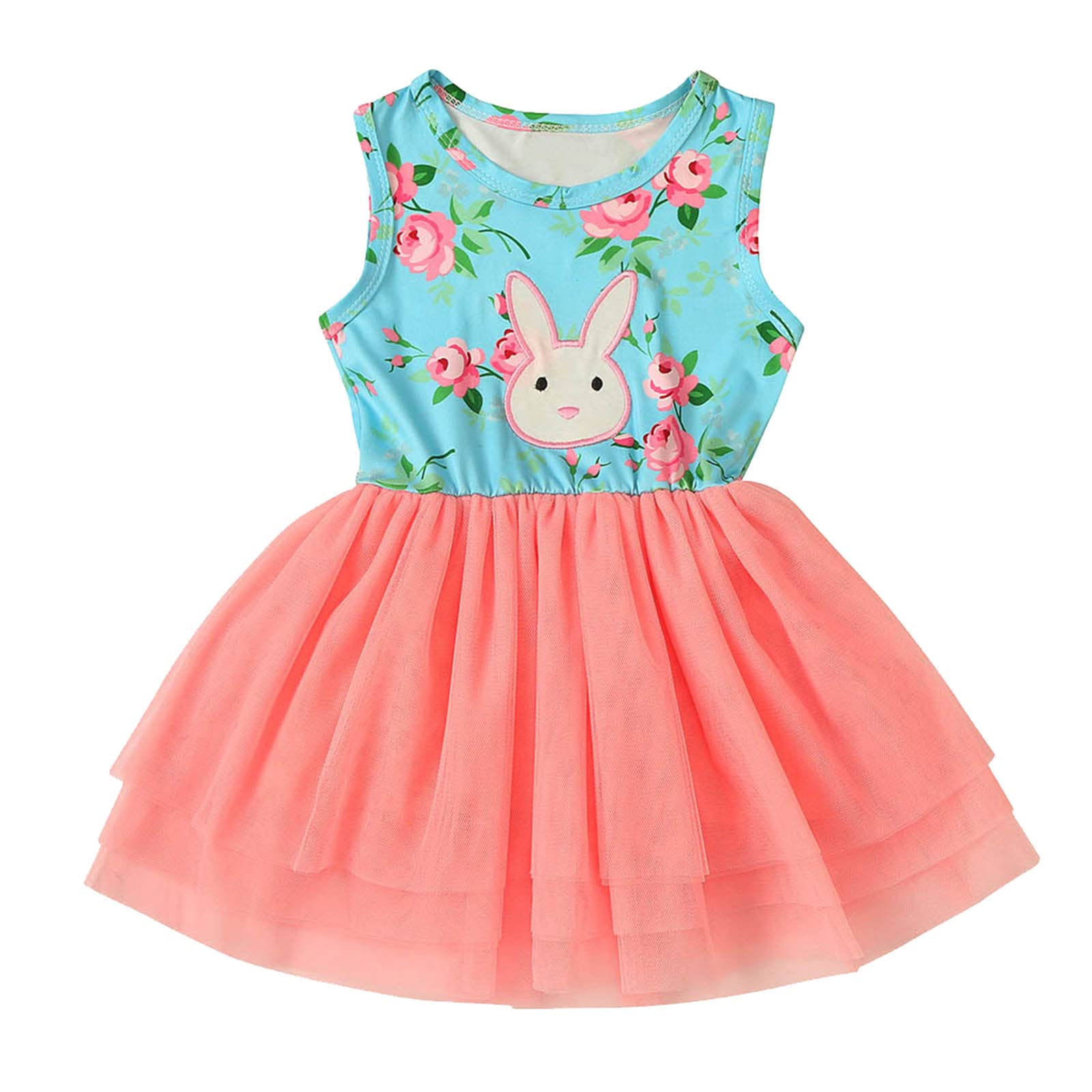 Cute Rabbit Toddler Dress - Kawaii Tulle Bunny Princess Bow Easter Patchwork Girls Dresses for Baby & Kids | Perfect for Easter, Birthday Parties & Special Occasions