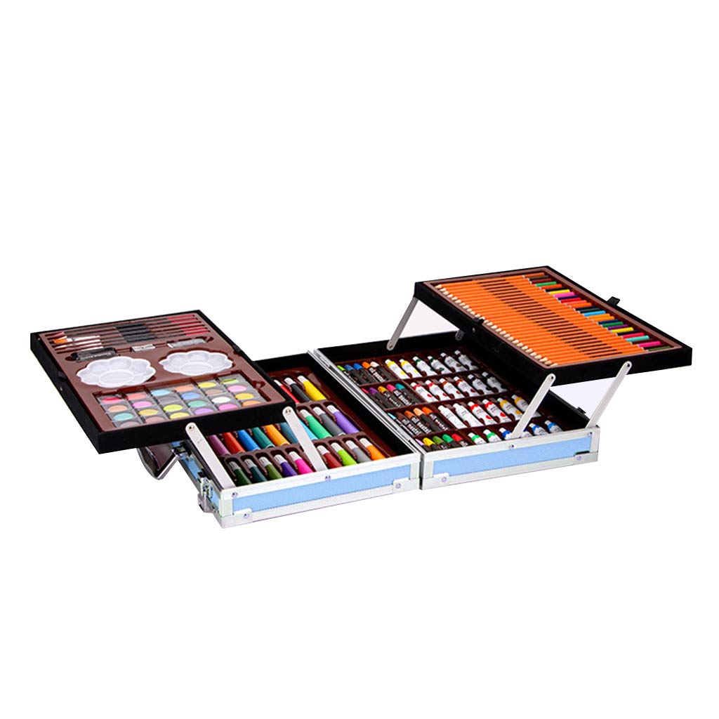 TINGLI 145-Piece Watercolor Pen Set with Double-Layer Aluminum Gift Box - Premium Art Drawing Colored Pencils for Students, Artists & School Supplies (Blue) - Perfect for Sketching, Coloring Books, DIY Crafts & Art Projects