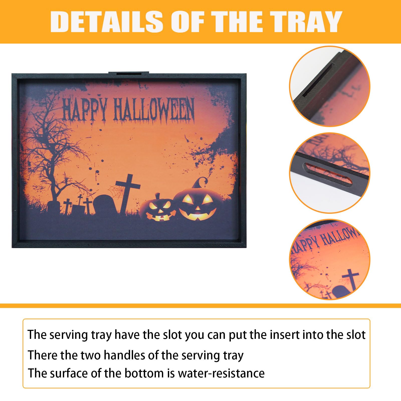 Halloween Serving Tray - Spooky Party Decor, Snack Platter for Candy, Appetizers & Meals - Perfect for Halloween Decorations, Breakfast, Lunch & Dinner Parties