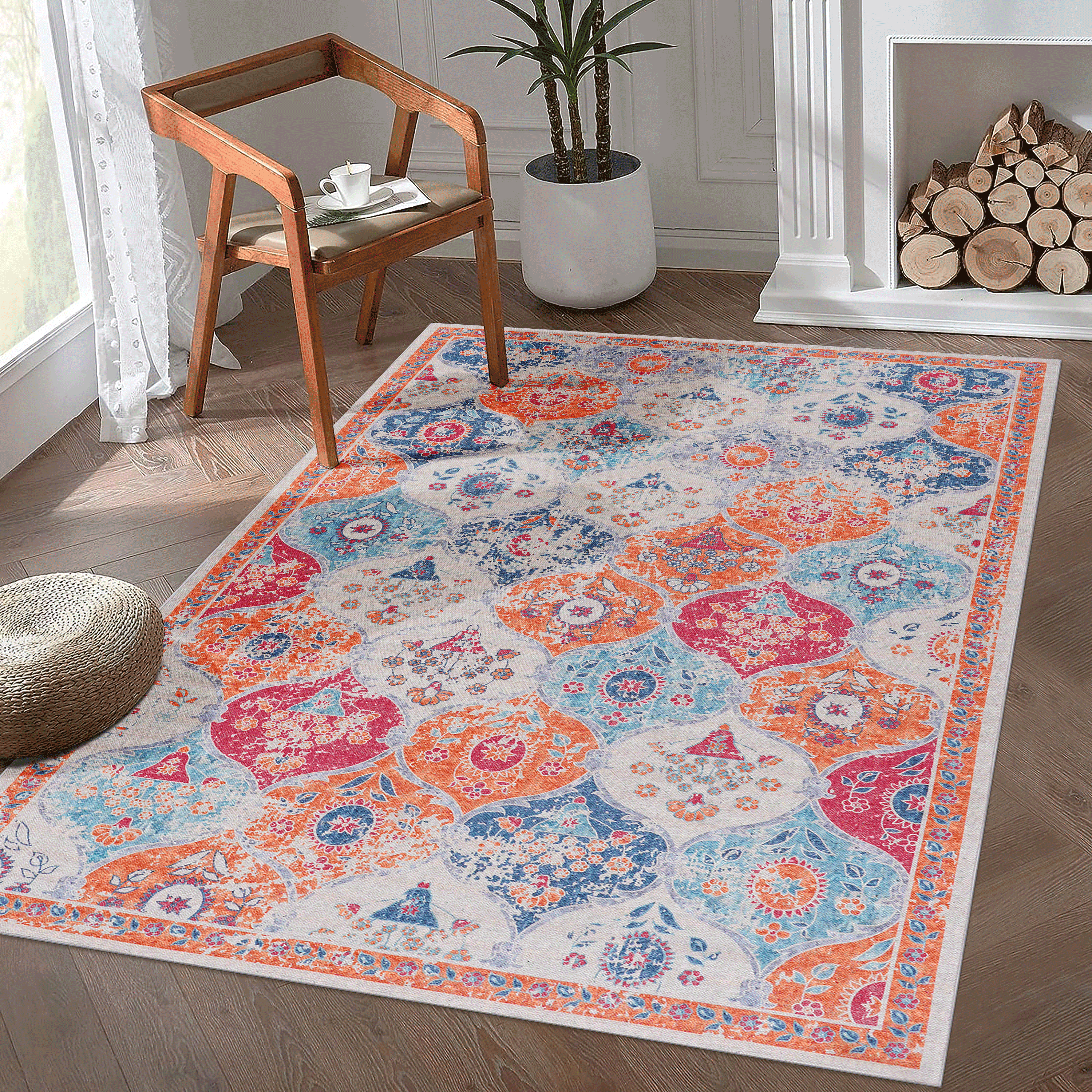 DTY Signature 6x9 Cream Area Rugs - Washable Low Pile Non-Slip Rug for Living Room, Bedroom, Kitchen | Foldable, Pet & Kid Friendly, Non-Shedding Carpet (6' x 9', Cream) - Perfect for Home Decor, Cozy Spaces & High Traffic Areas