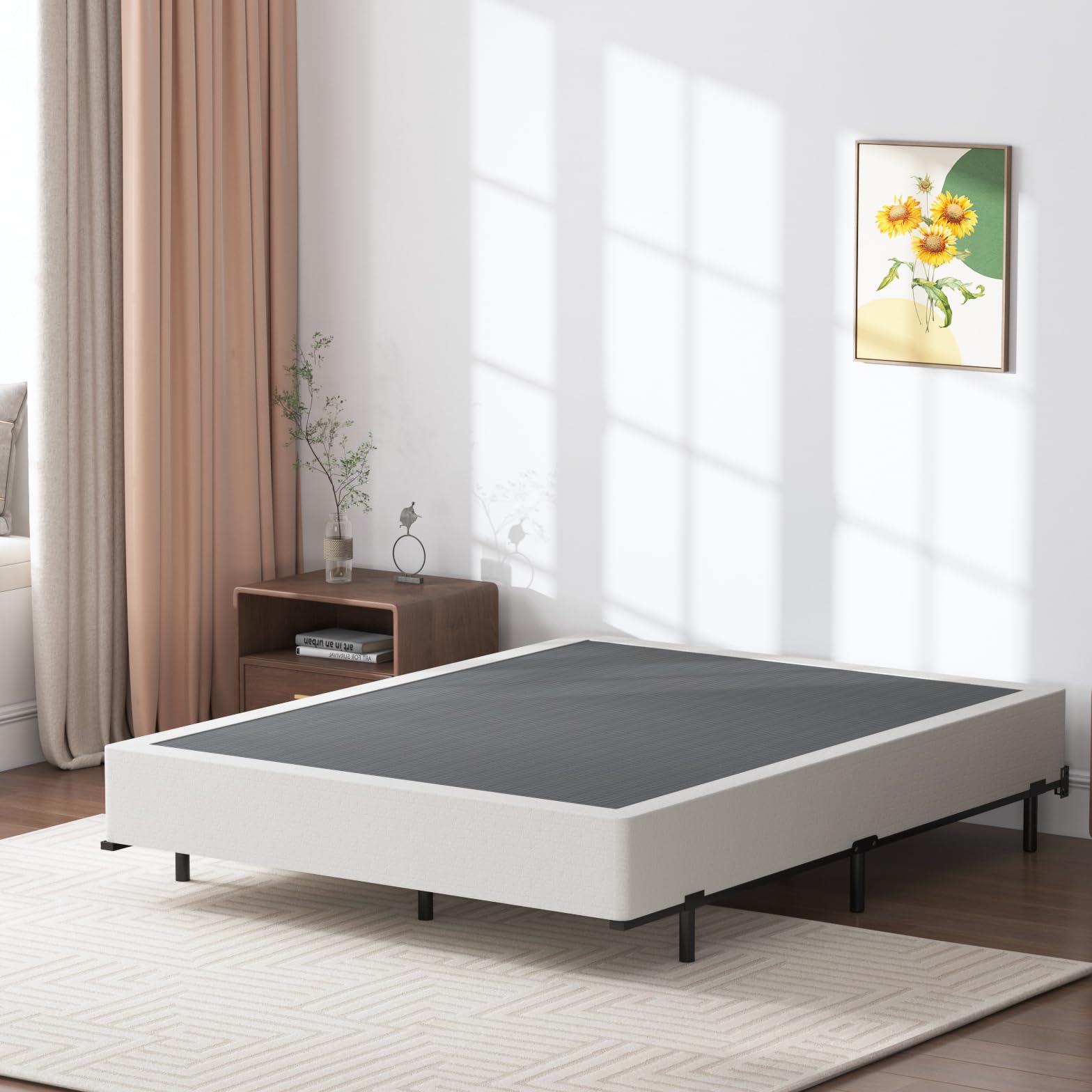 9 Inch Queen Box Spring - High Profile Metal Frame with Fabric Cover, Easy Assembly, 3000 lbs Weight Capacity - Perfect for Queen Beds, Guest Rooms & Dormitories