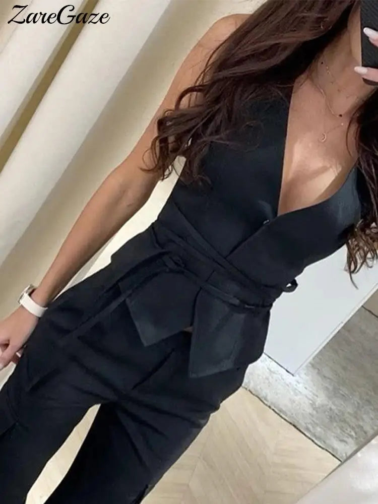 Elegant Chic Lace-Up V-Neck Women's Vest - Solid Slim Sleeveless Tops for Spring & Summer | Sexy Streetwear Fashion for Ladies | Perfect for Date Nights, Parties & Casual Outings