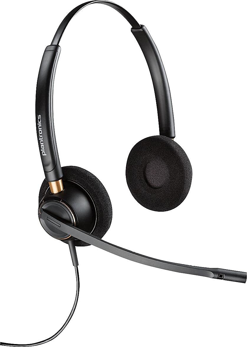 Poly EncorePro 520 QD Headset with Acoustic Hearing Protection - Dual Ear Design - Compatible with Poly Call Center Digital Adapters - Perfect for Call Centers, Customer Service & Office Communications