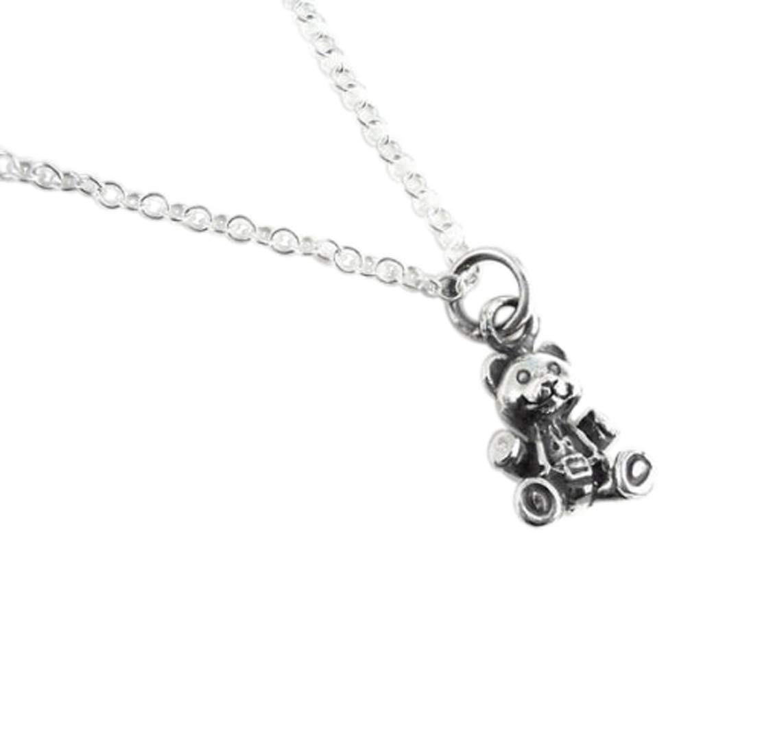 Sterling Silver 3D Teddy Bear Charm Necklace - 18 Inch Adjustable Chain - Perfect for Gifts, Birthdays & Everyday Jewelry