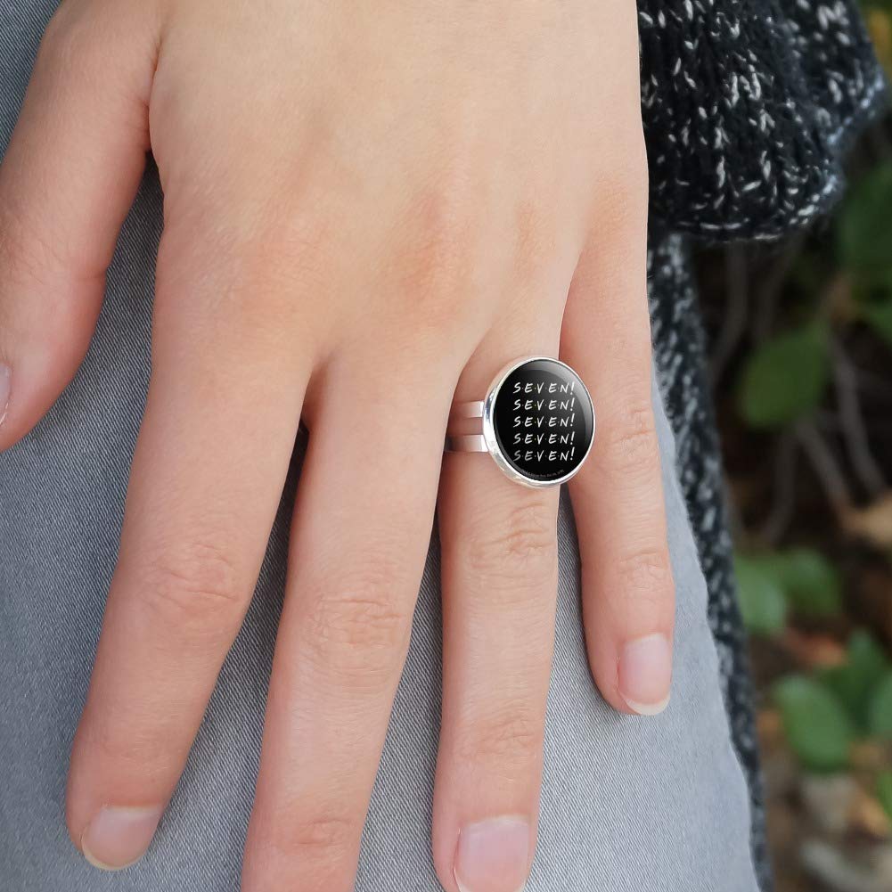 Friends SEVEN Silver Plated Adjustable Novelty Ring - Trendy Fashion Jewelry for Women & Girls, Perfect for Parties, Gifts & Everyday Wear