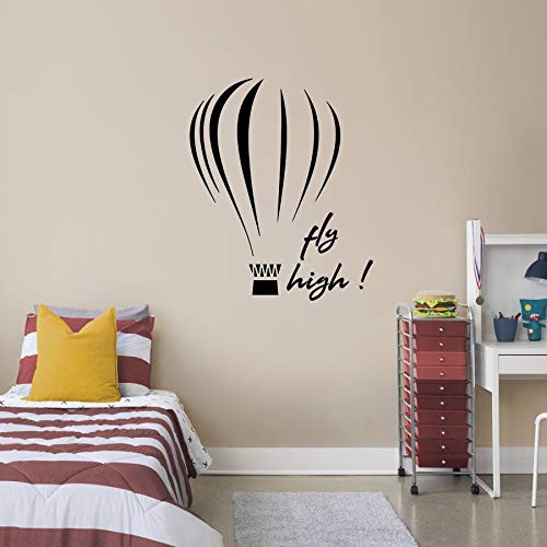 Fly High Quote Hot Air Balloon Wall Decal - Inspirational Vinyl Sticker Art for Kids Room, Nursery, Bedroom & Home Decor (10x8 inch) - Perfect for Children's Spaces, Playrooms & Classroom Wall Art