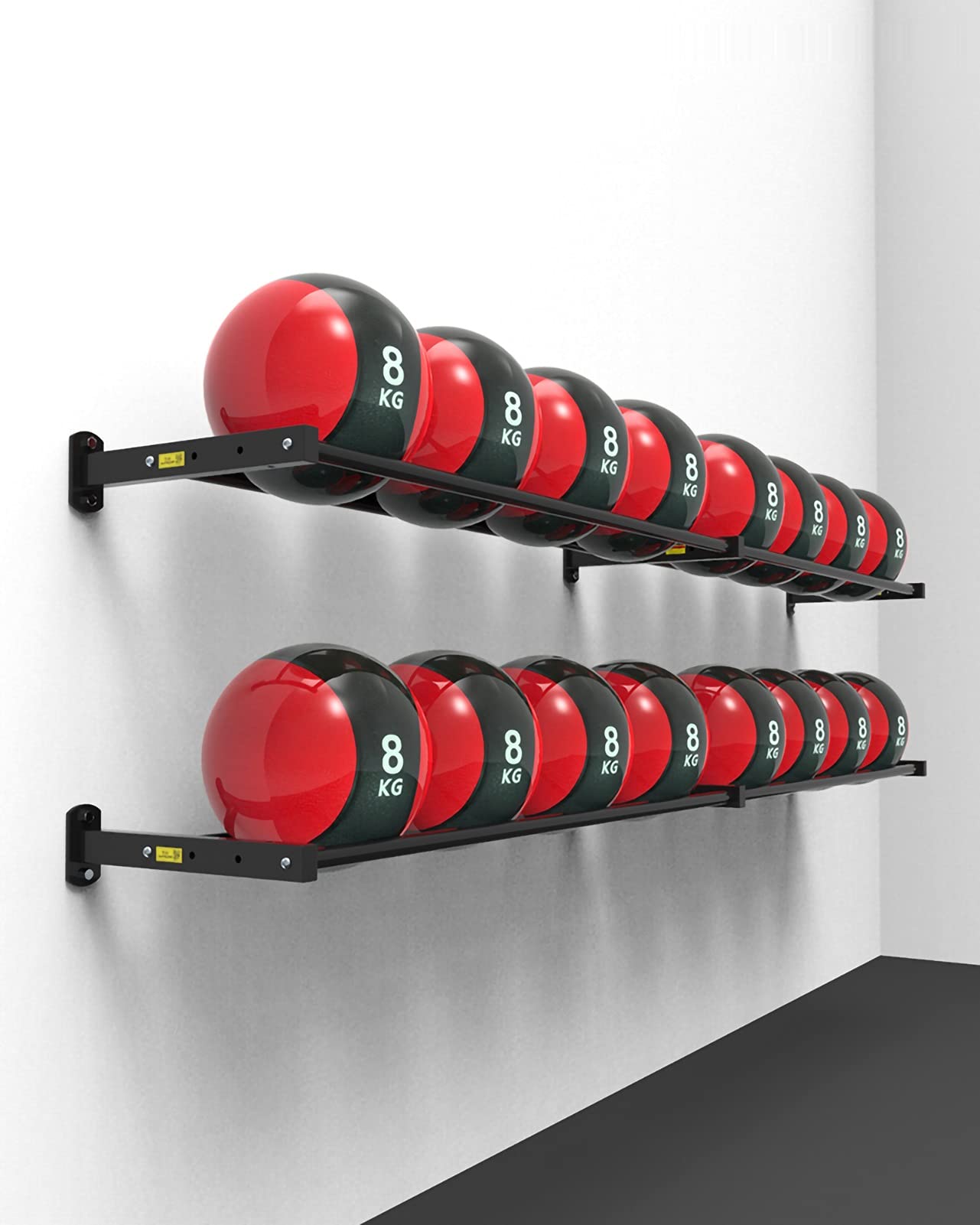 Wall-Mounted Metal Ball Storage Rack - Heavy Duty Sports Ball Holder for Basketball, Soccer, Football, Volleyball & Exercise Balls - Space Saving Wall Organizer for Garage, Gym & Playroom (Black)