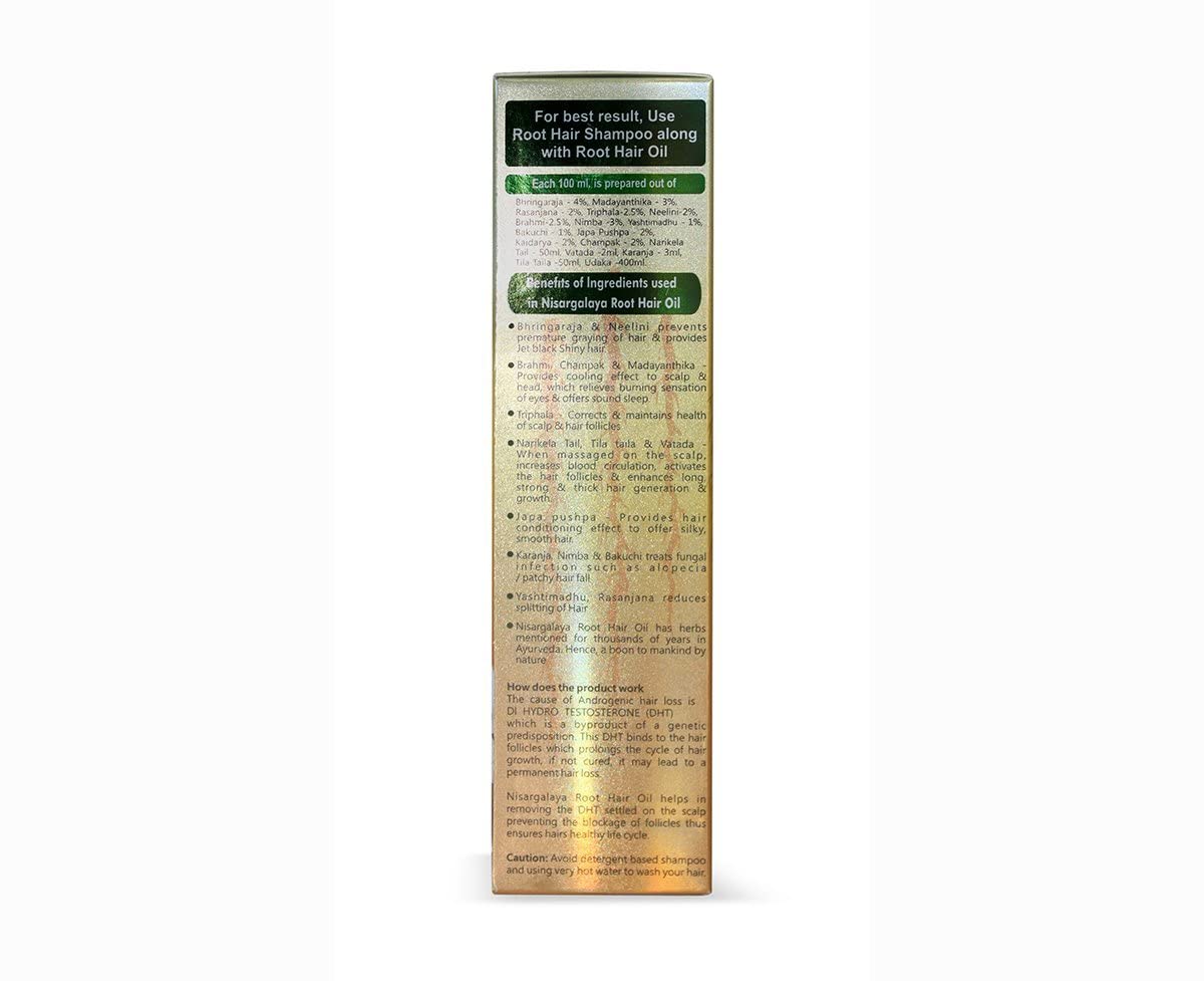 Nisargalaya Herbals Natural Root Hair Oil for Hair Growth & Strength - 100ml | Promotes Thicker, Longer Hair for Men & Women | Perfect for Daily Hair Care & Scalp Nourishment